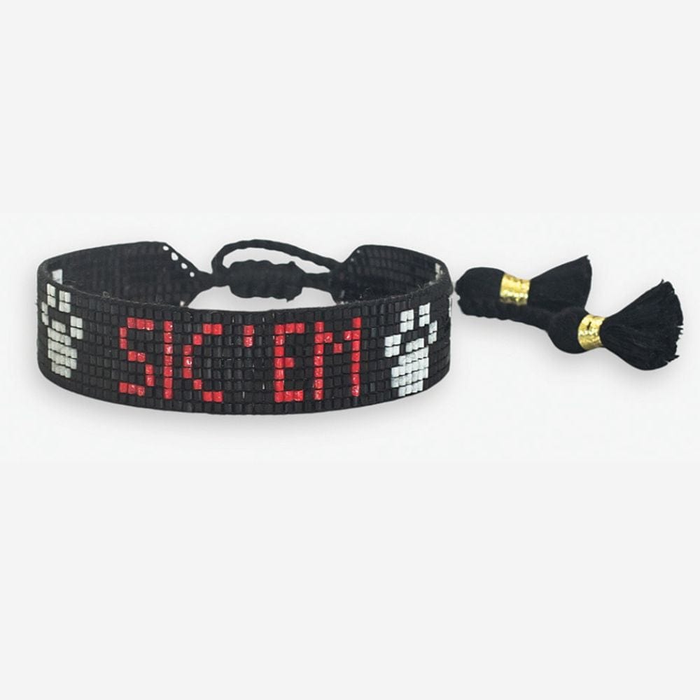 Gabby Game Day "Sic' Em" Adjustable Beaded Bracelets Red and Black Wholesale