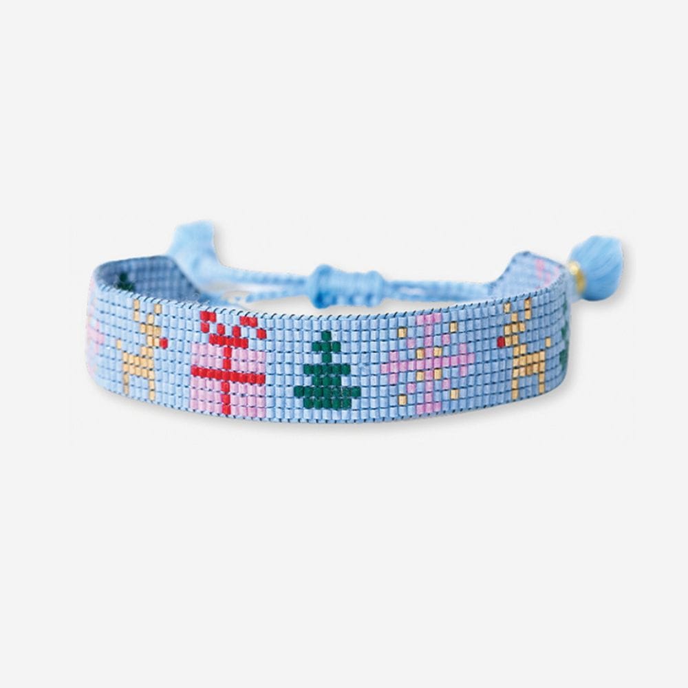 Gabby Holiday Adjustable Beaded Bracelet Light Blue Wholesale