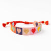 Gabby Multi Color Heart Adjustable Beaded Bracelet Red