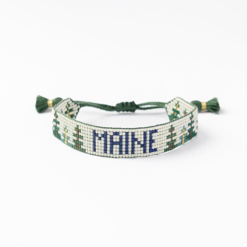 Gabby "Maine" With Trees Adjustable Beaded Bracelet