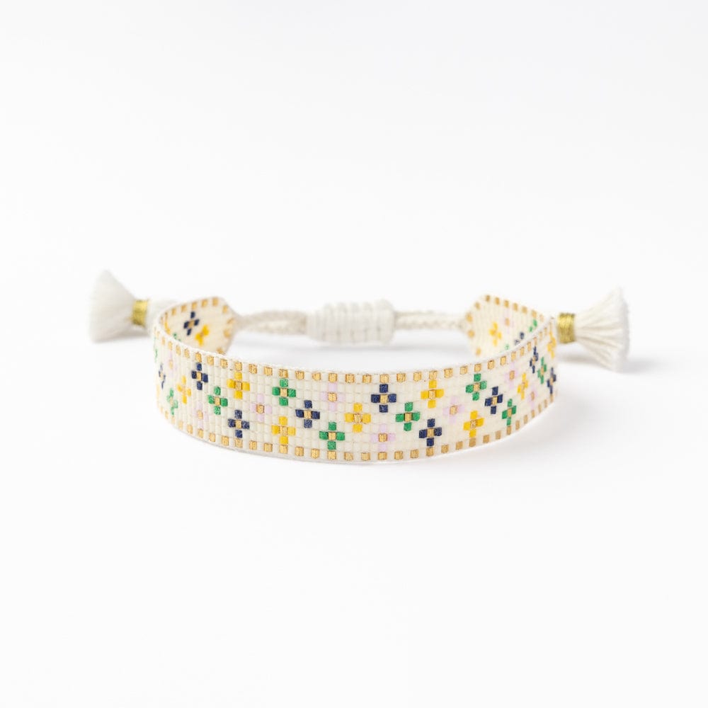 Gabby Mini Floral Adjustable Beaded Bracelet Ivory