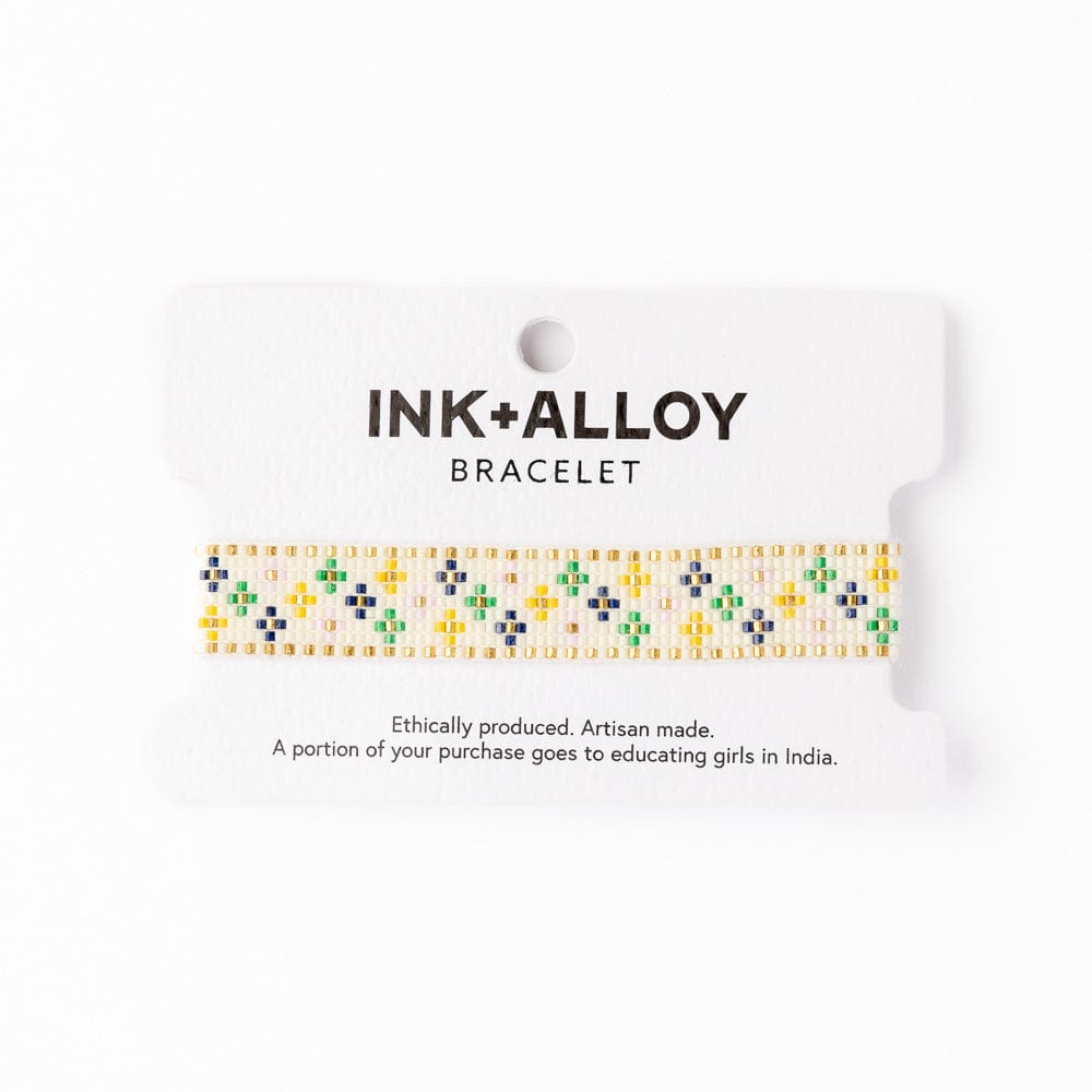 Gabby Mini Floral Adjustable Beaded Bracelet Ivory