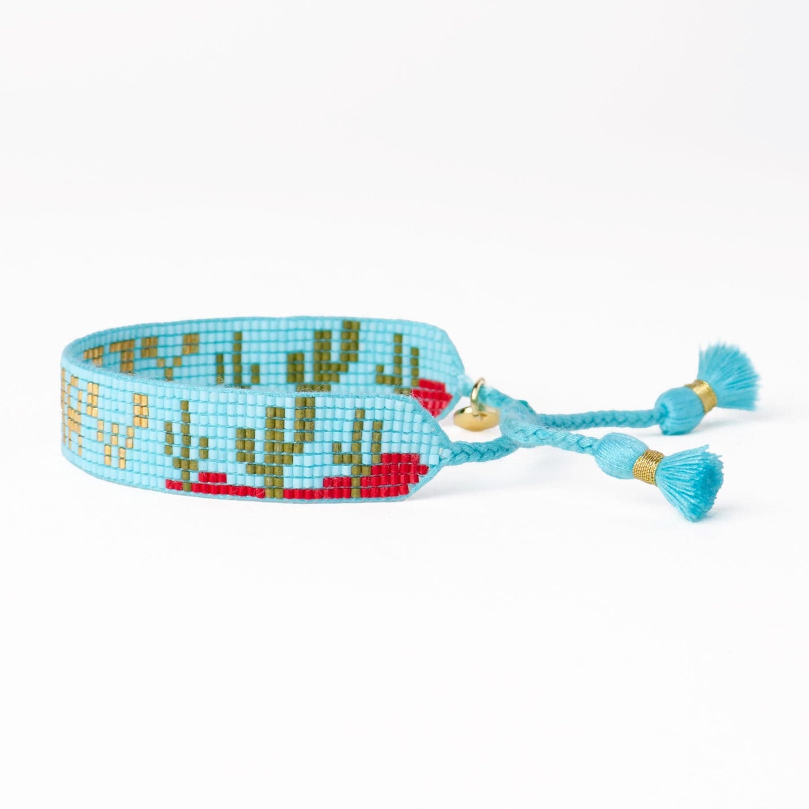 Gabby "Yee Haw" With Cactus Adjustable Beaded Bracelet Light Blue Wholesale