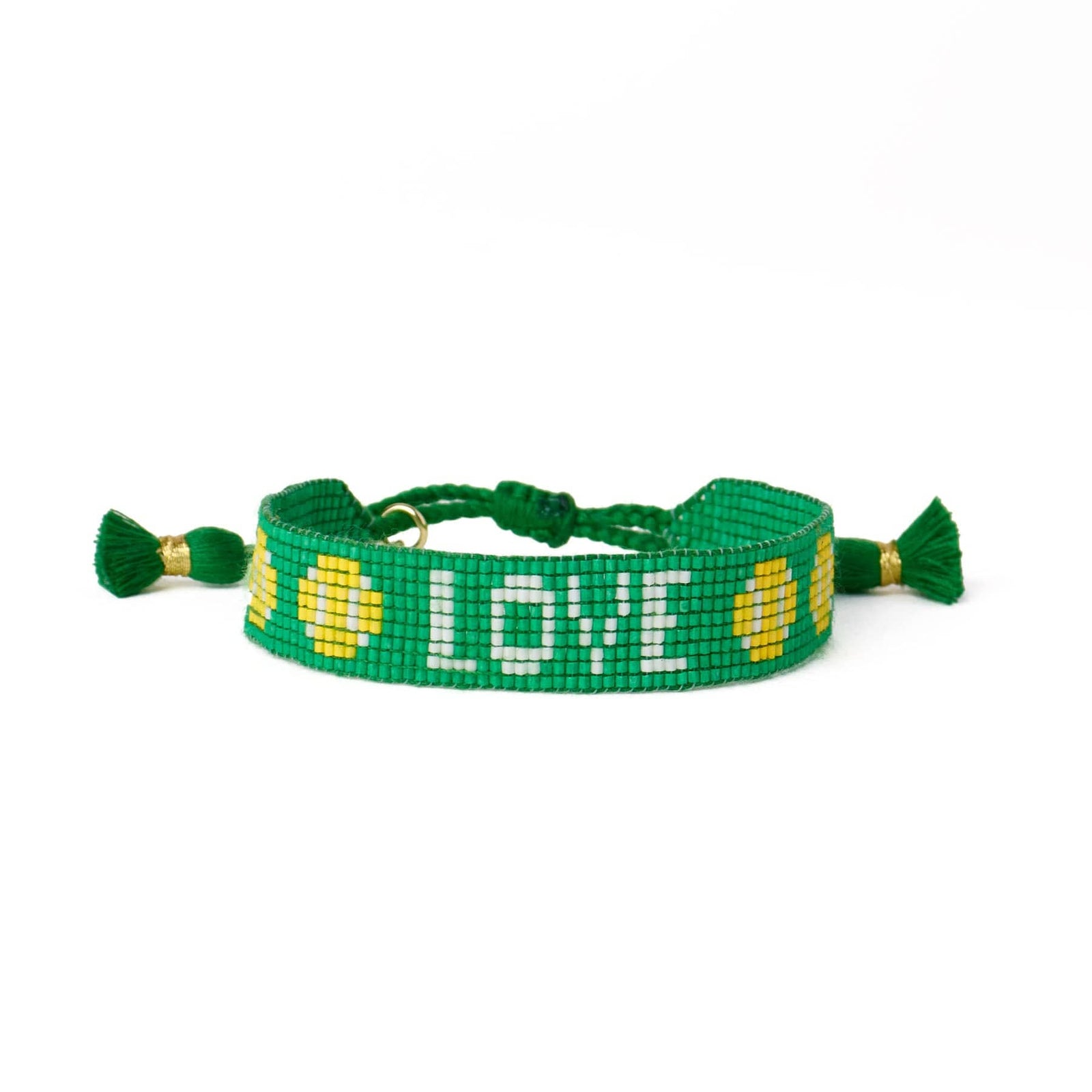 Gabby Tennis "Love" Adjustable Beaded Bracelet Kelly Green Wholesale