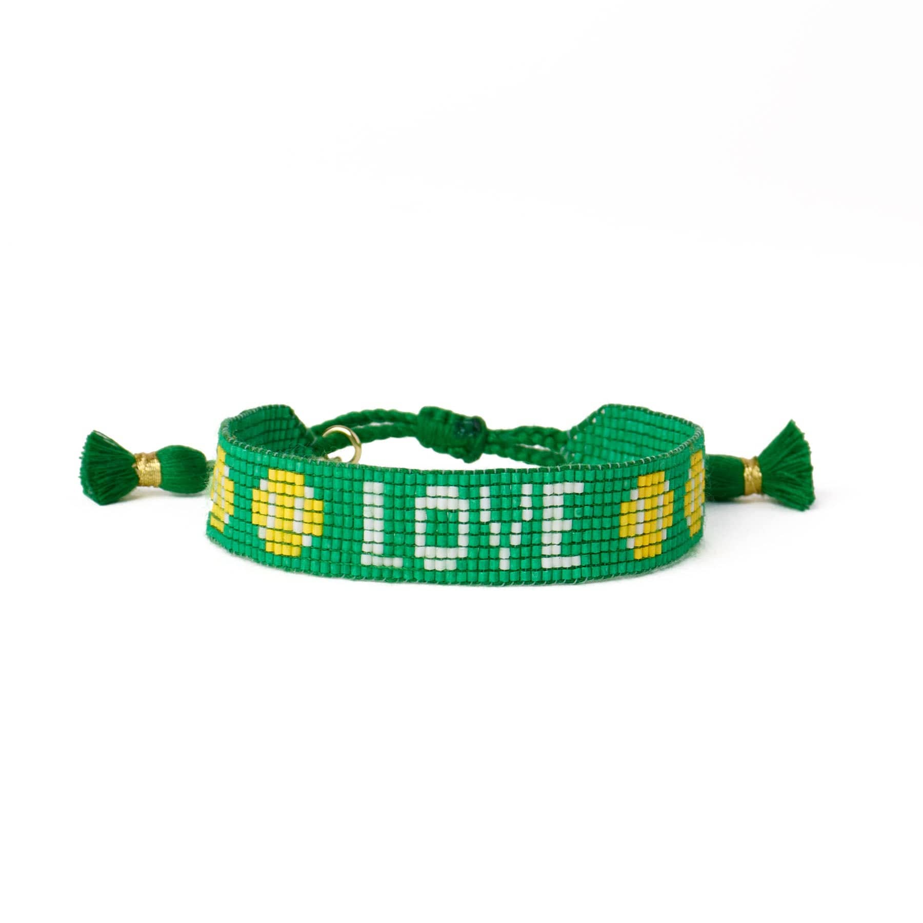 Gabby Tennis "Love" Adjustable Beaded Bracelet Kelly Green Wholesale