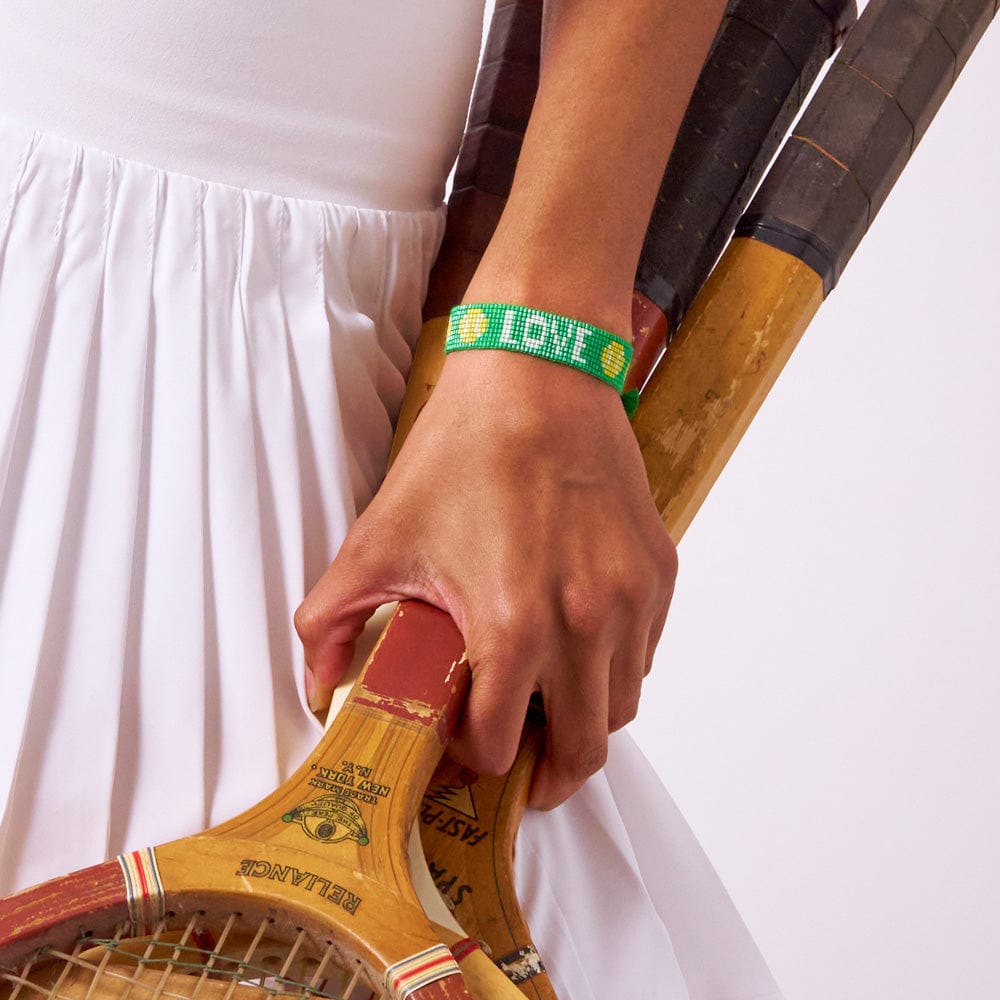 Gabby Tennis "Love" Adjustable Beaded Bracelet Kelly Green Wholesale