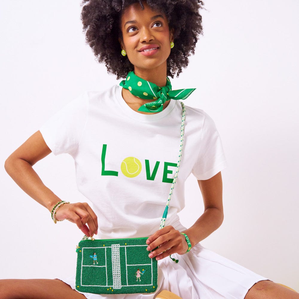 Gabby Tennis "Love" Adjustable Beaded Bracelet Kelly Green Wholesale