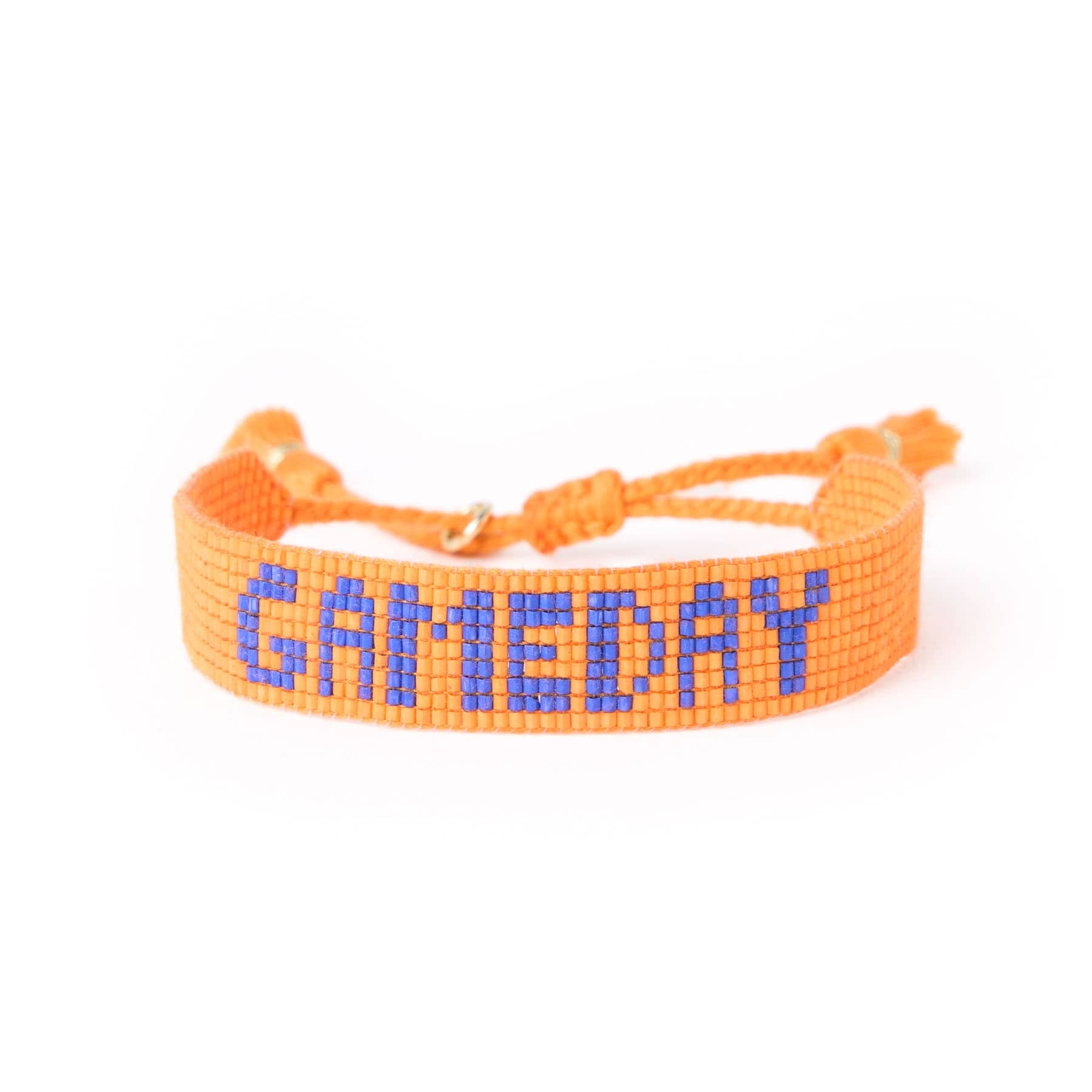 Game Day Adjustable Beaded Bracelet Orange + Blue Wholesale