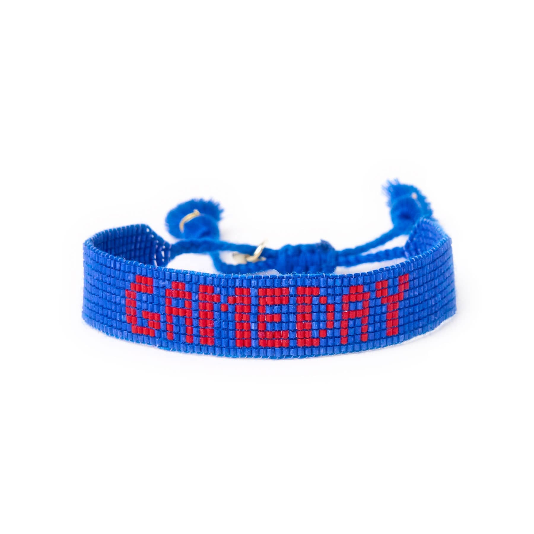 Game Day Adjustable Beaded Bracelet Blue + Red Wholesale