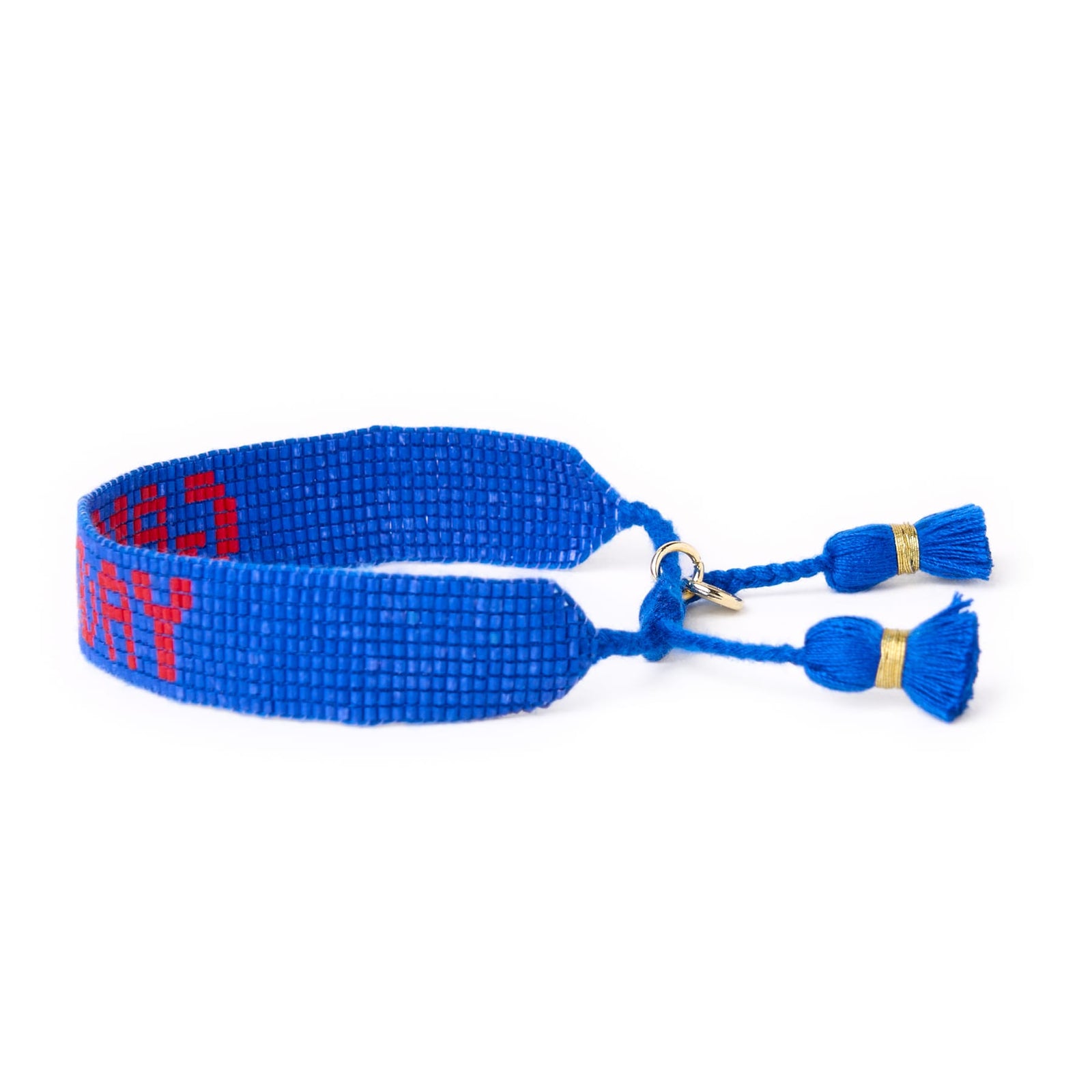Game Day Adjustable Beaded Bracelet Blue + Red Wholesale