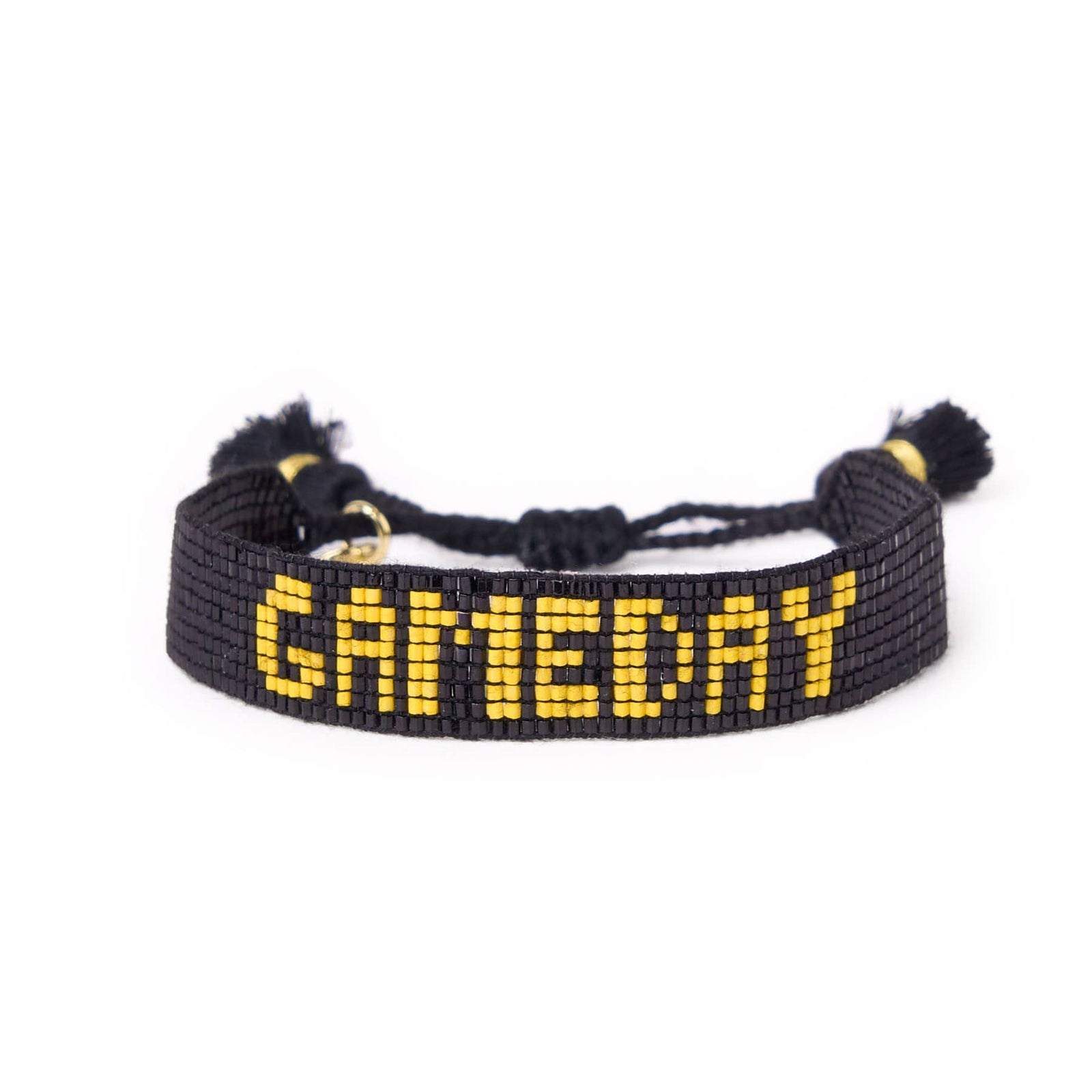 Game Day Adjustable Beaded Bracelet Black + Yellow Wholesale
