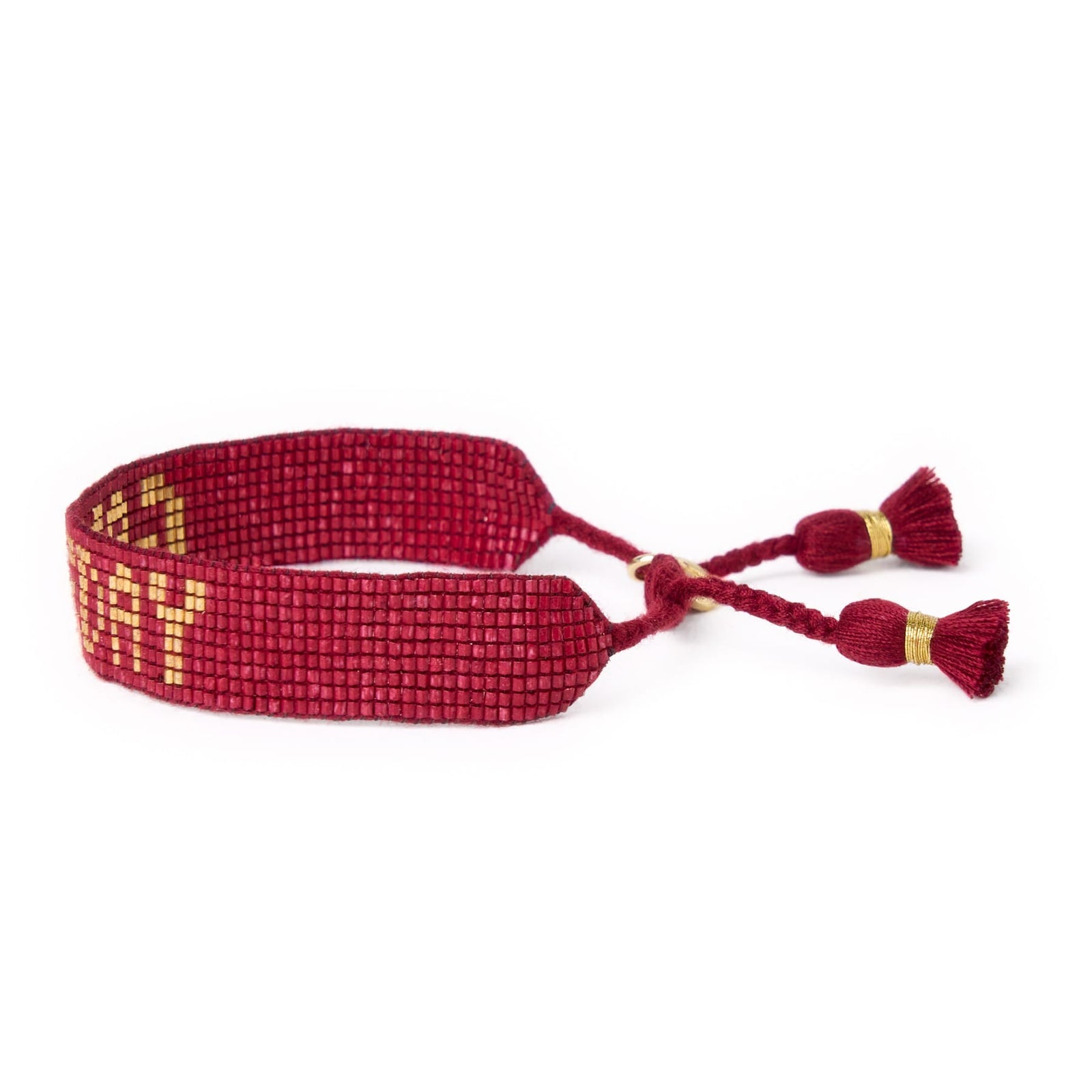 Game Day Adjustable Beaded Bracelet Garnet + Gold Wholesale