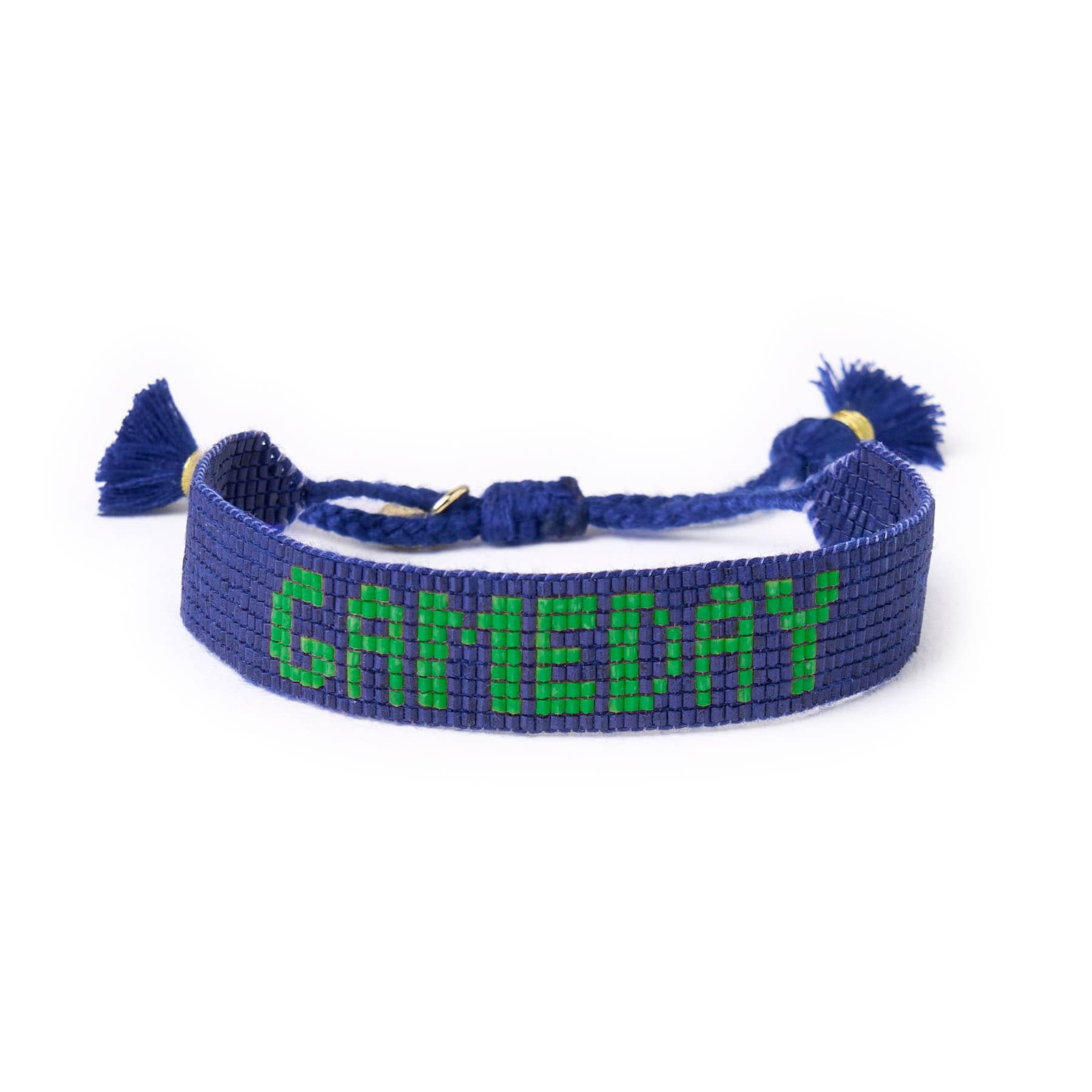 Game Day Adjustable Beaded Bracelet Blue + Green Wholesale