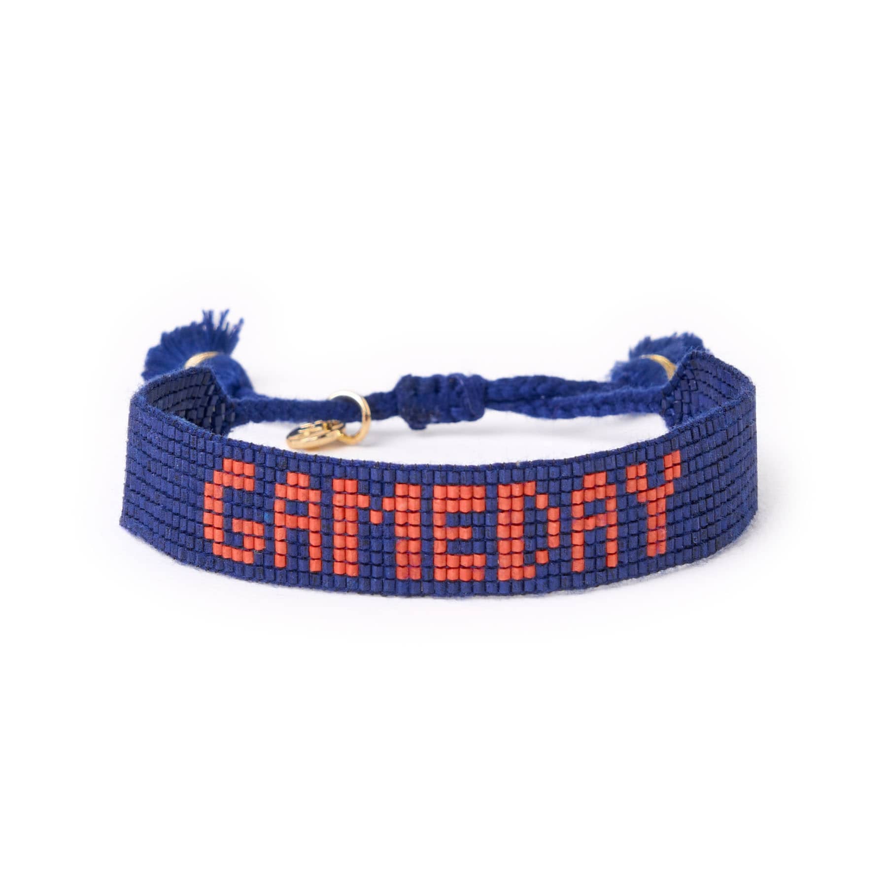 Game Day Adjustable Beaded Bracelet Navy + Orange Wholesale