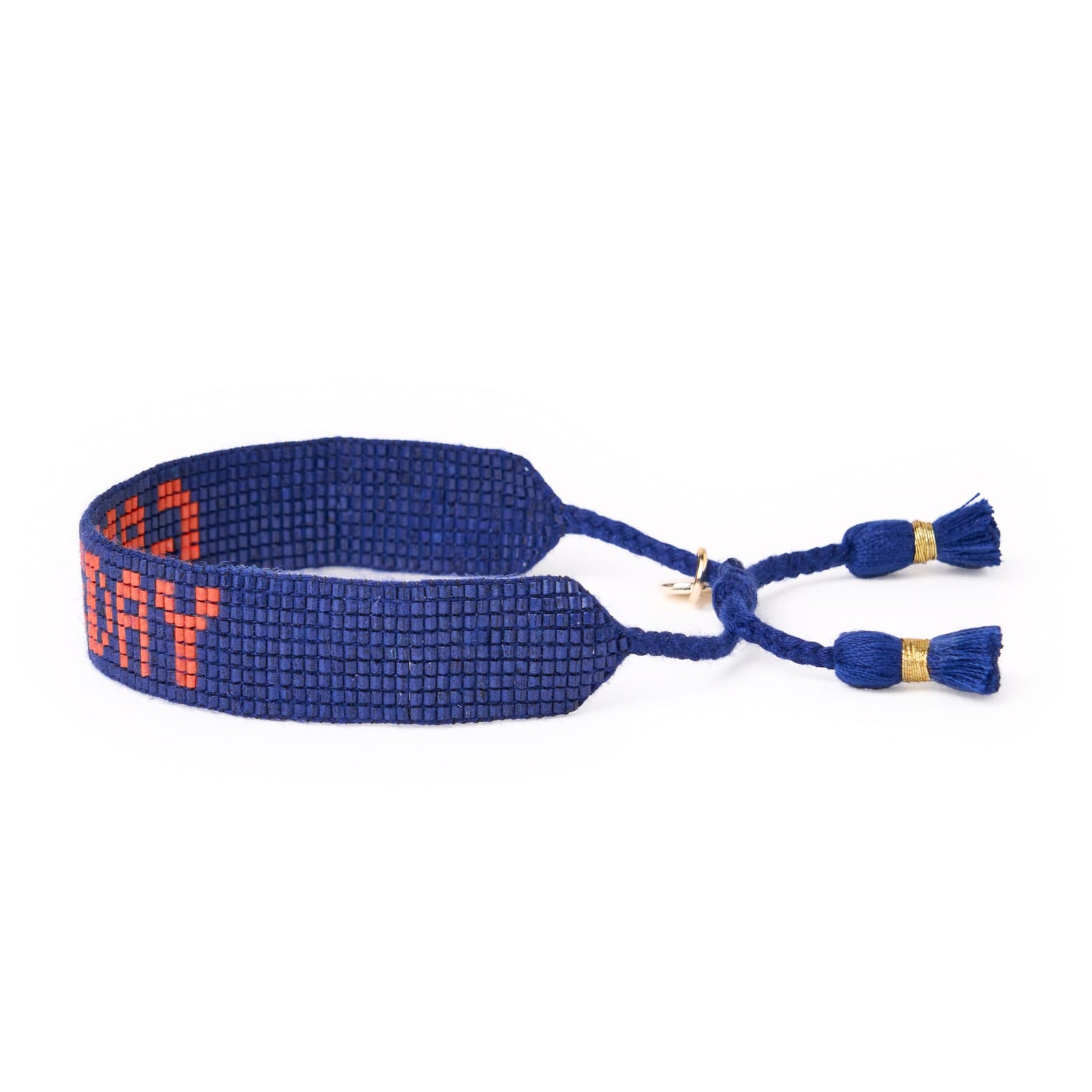 Game Day Adjustable Beaded Bracelet Navy + Orange Wholesale
