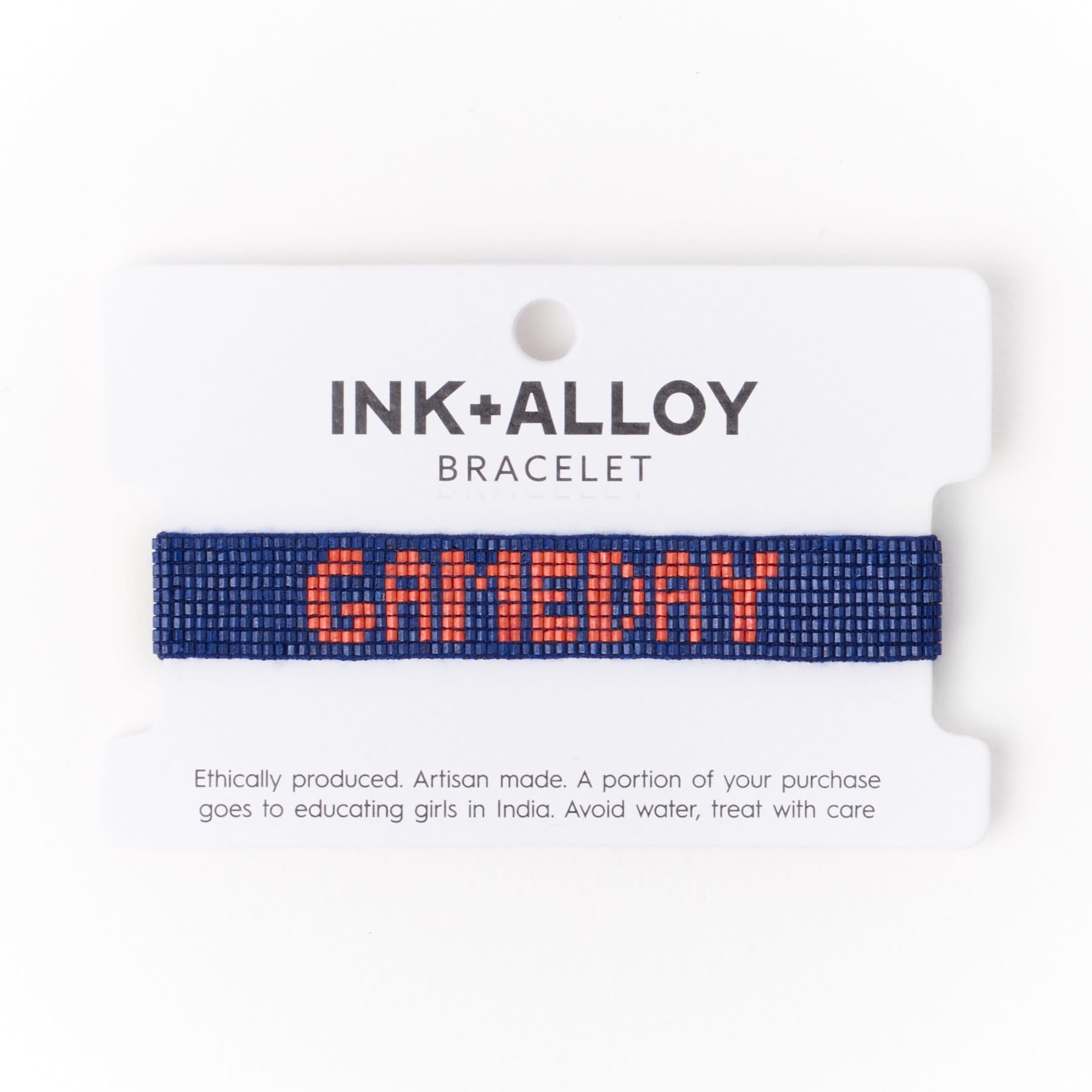 Game Day Adjustable Beaded Bracelet Navy + Orange Wholesale