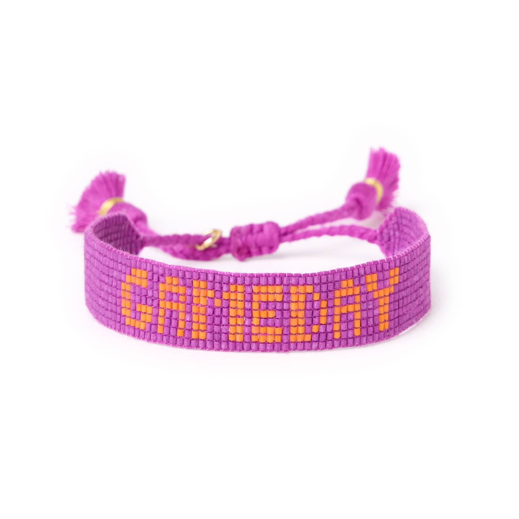 Game Day Adjustable Beaded Bracelet Purple + Orange Wholesale