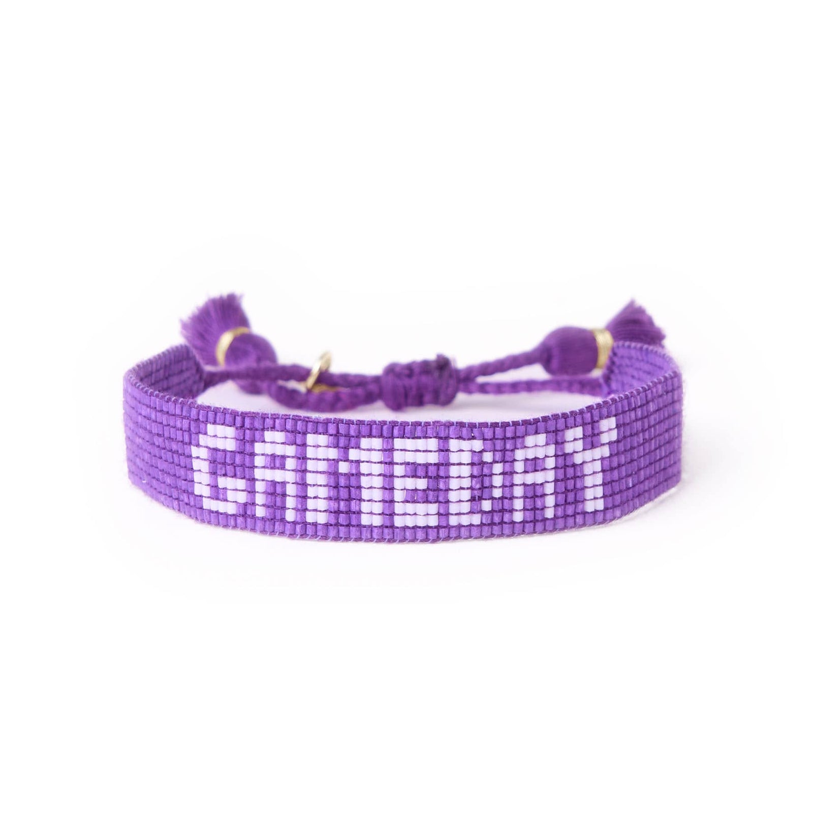Game Day Adjustable Beaded Bracelet Purple + White Wholesale