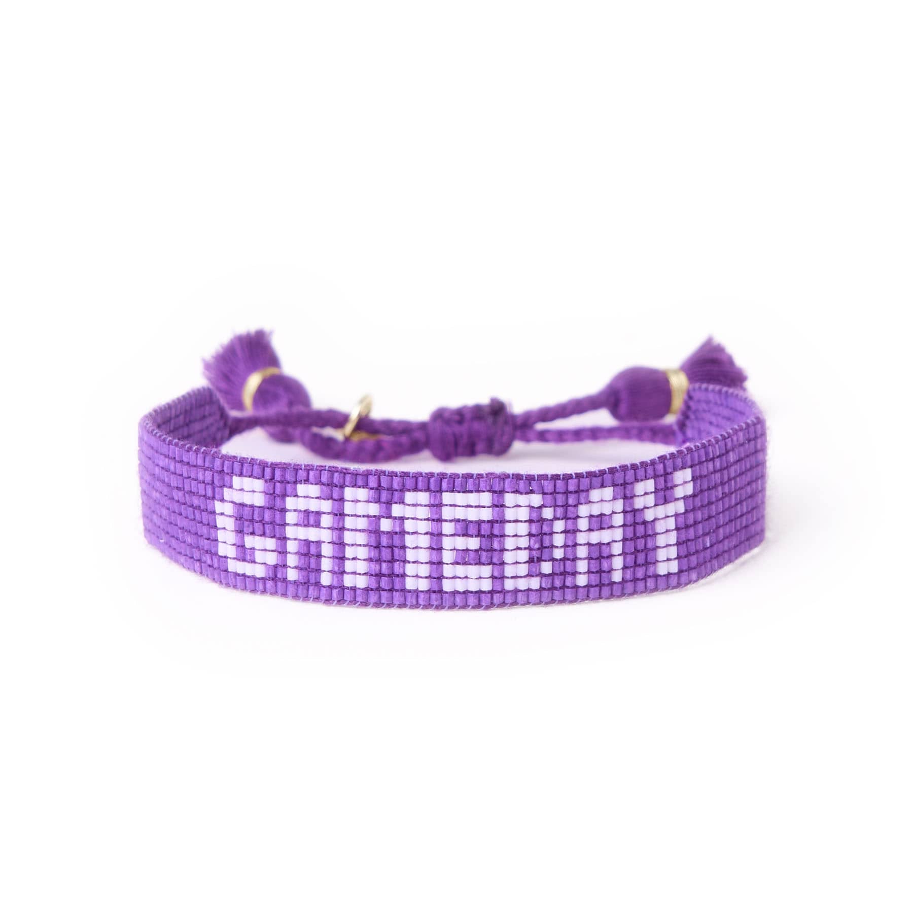 Game Day Adjustable Beaded Bracelet Purple + White Wholesale