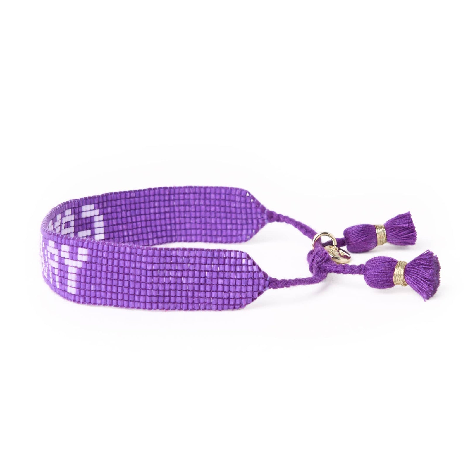 Game Day Adjustable Beaded Bracelet Purple + White Wholesale