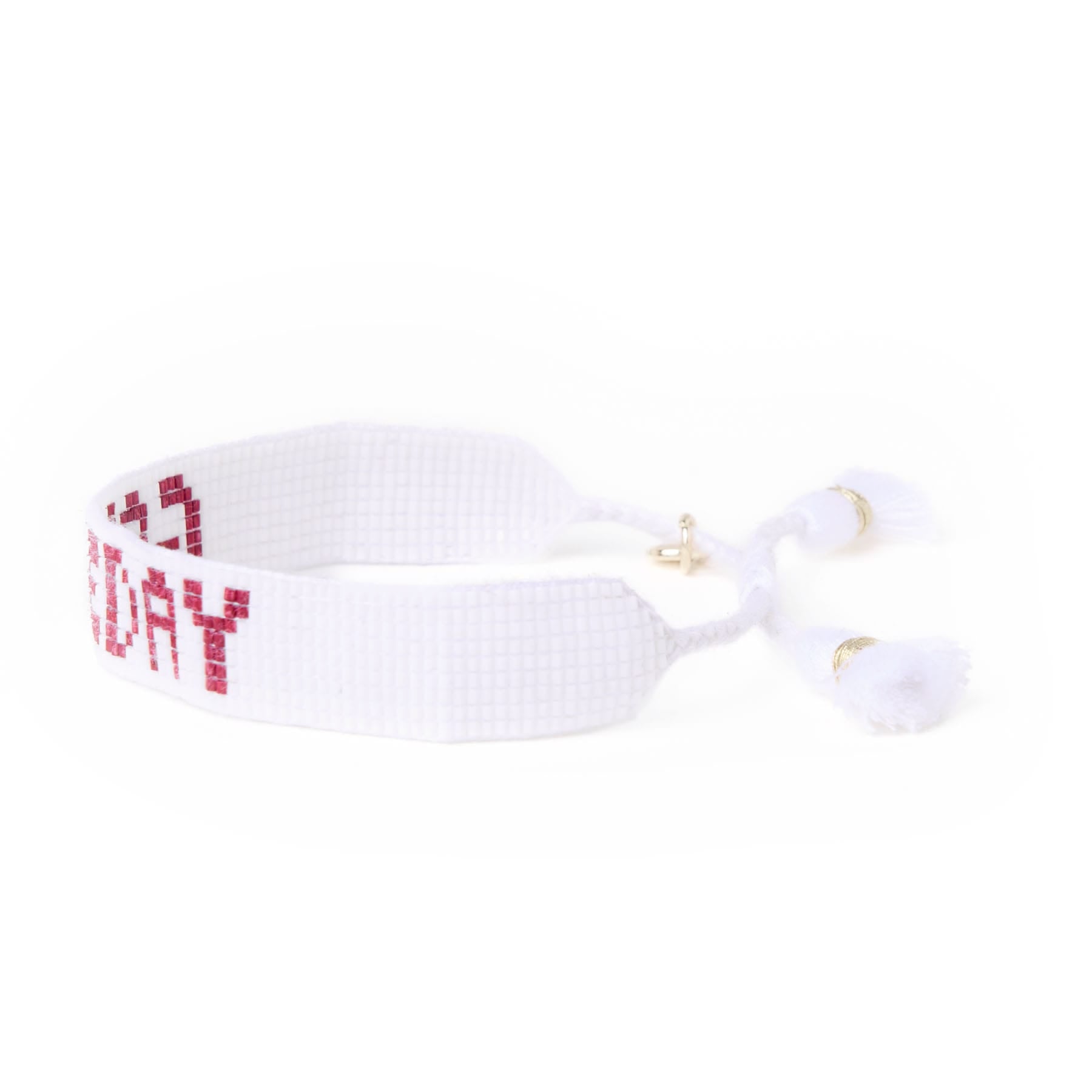 Game Day Adjustable Beaded Bracelet White + Dark Red Wholesale