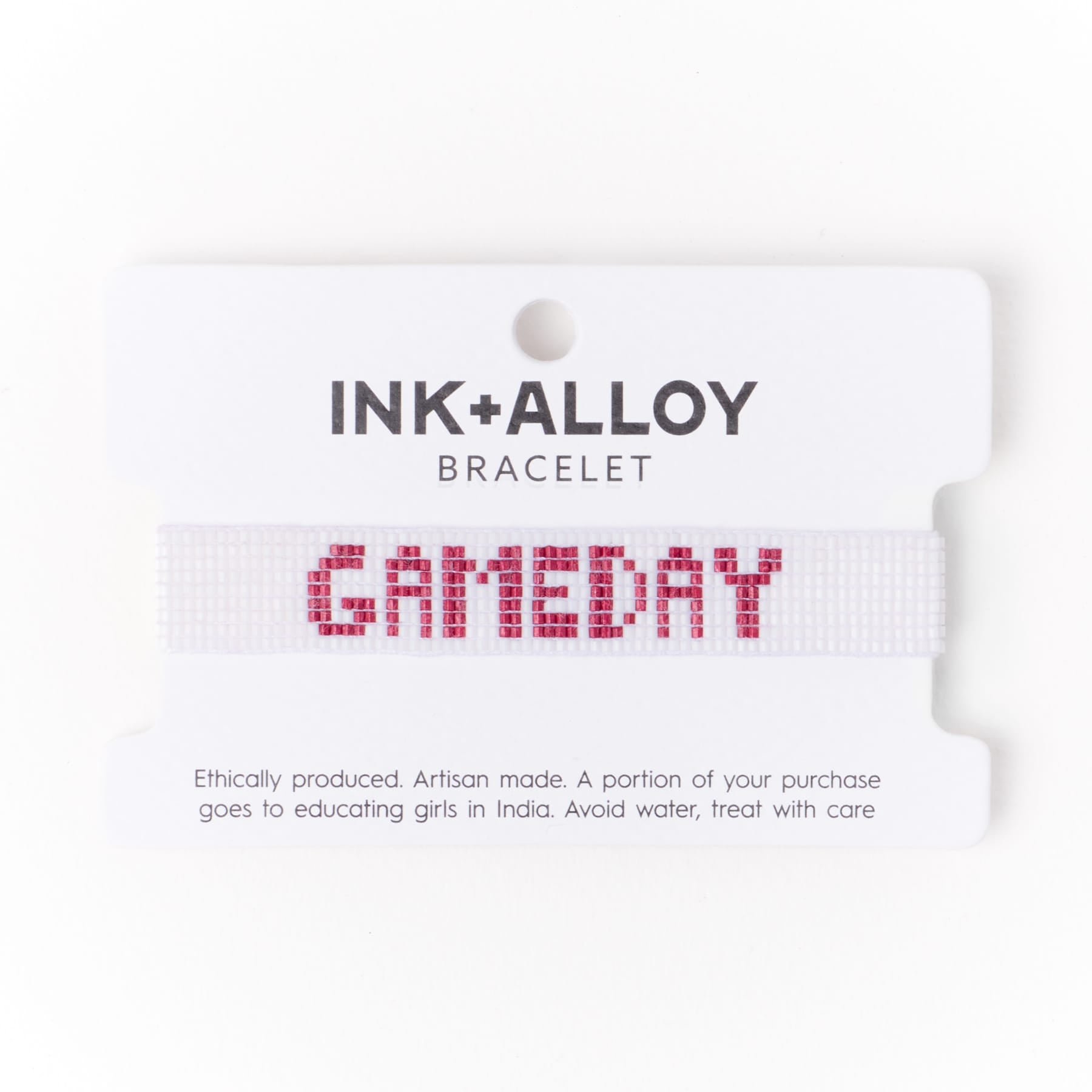 Game Day Adjustable Beaded Bracelet White + Dark Red Wholesale