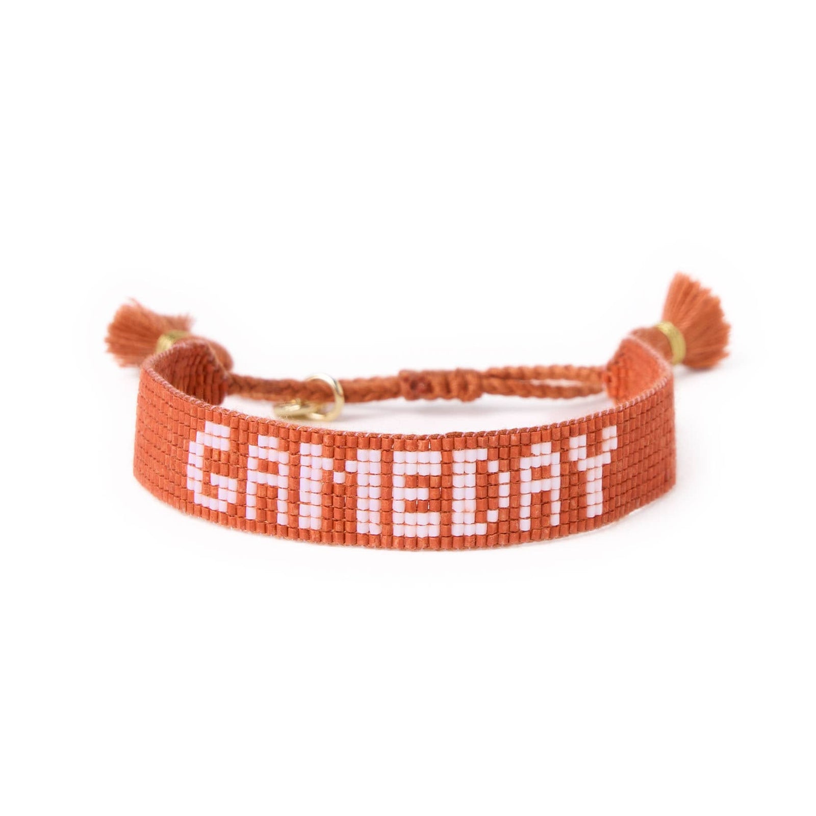 Game Day Adjustable Beaded Bracelet Burnt Orange + White Wholesale