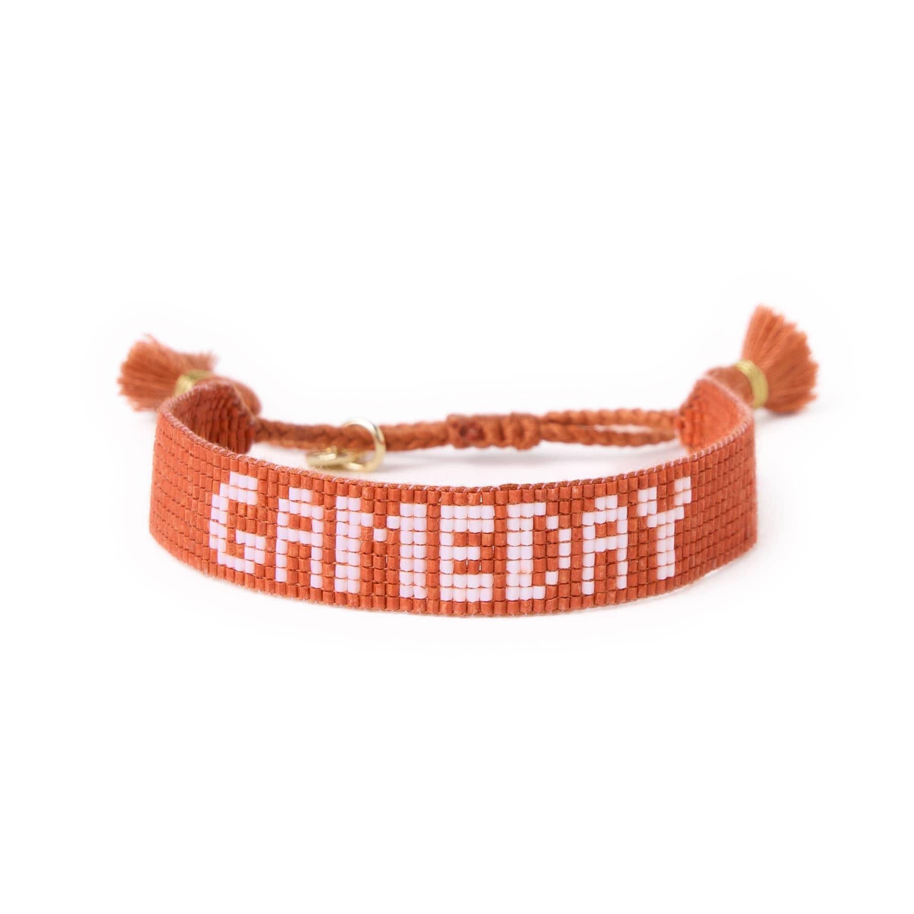 Game Day Adjustable Beaded Bracelet Burnt Orange + White Wholesale
