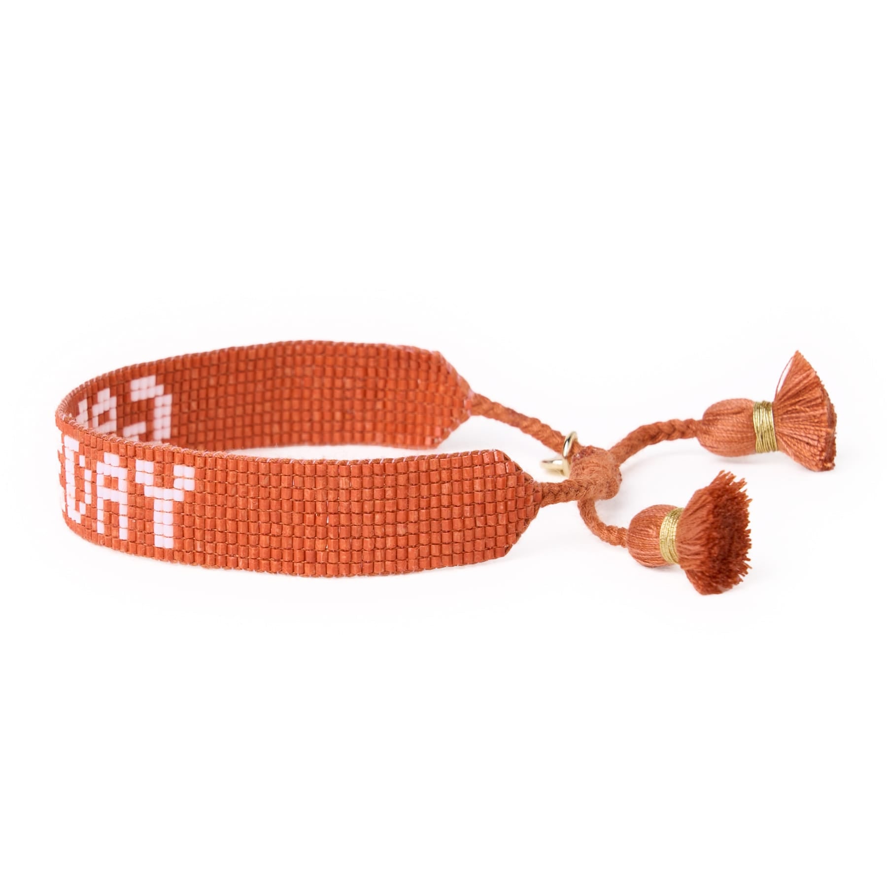 Game Day Adjustable Beaded Bracelet Burnt Orange + White Wholesale