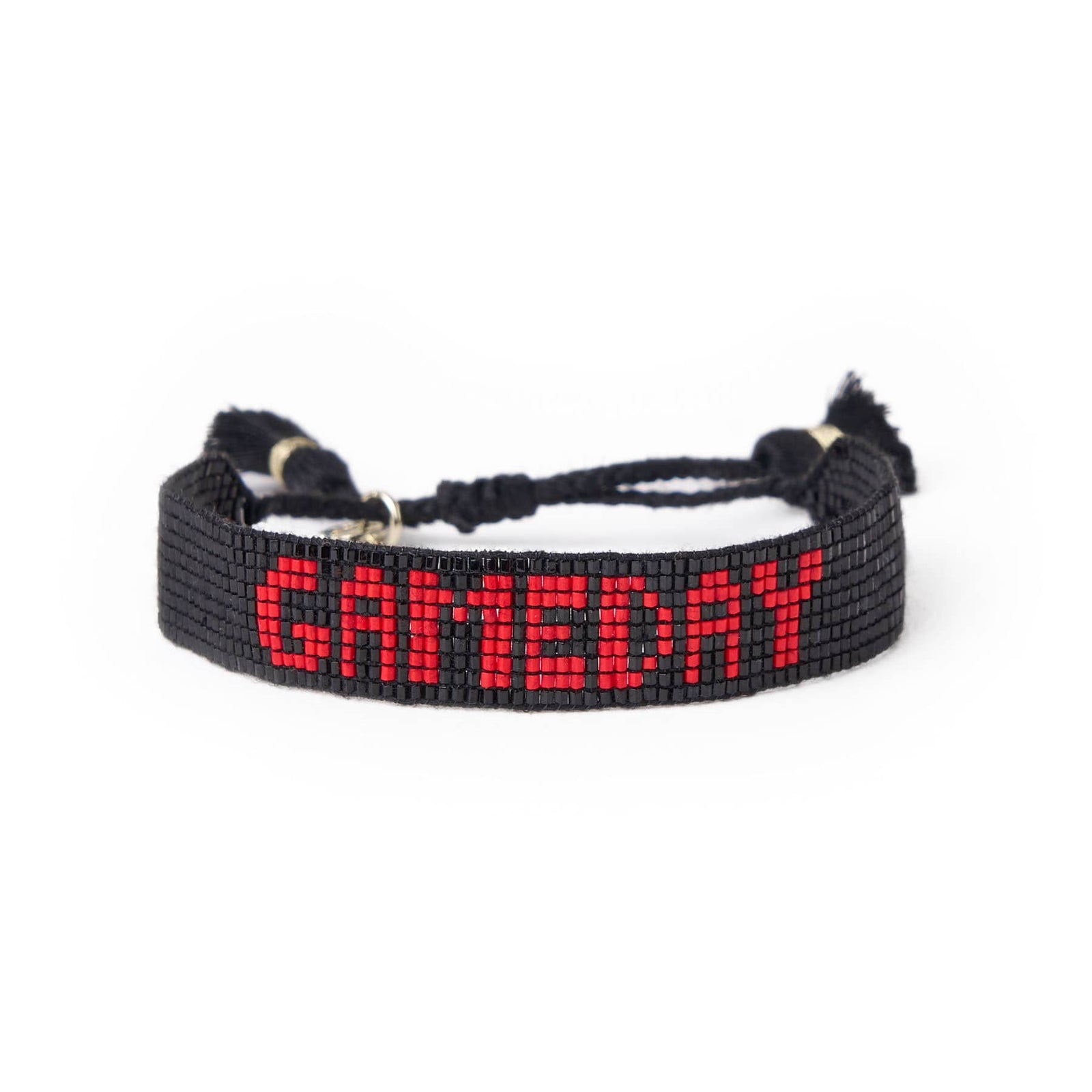 Game Day Adjustable Beaded Bracelet Black + Red Wholesale