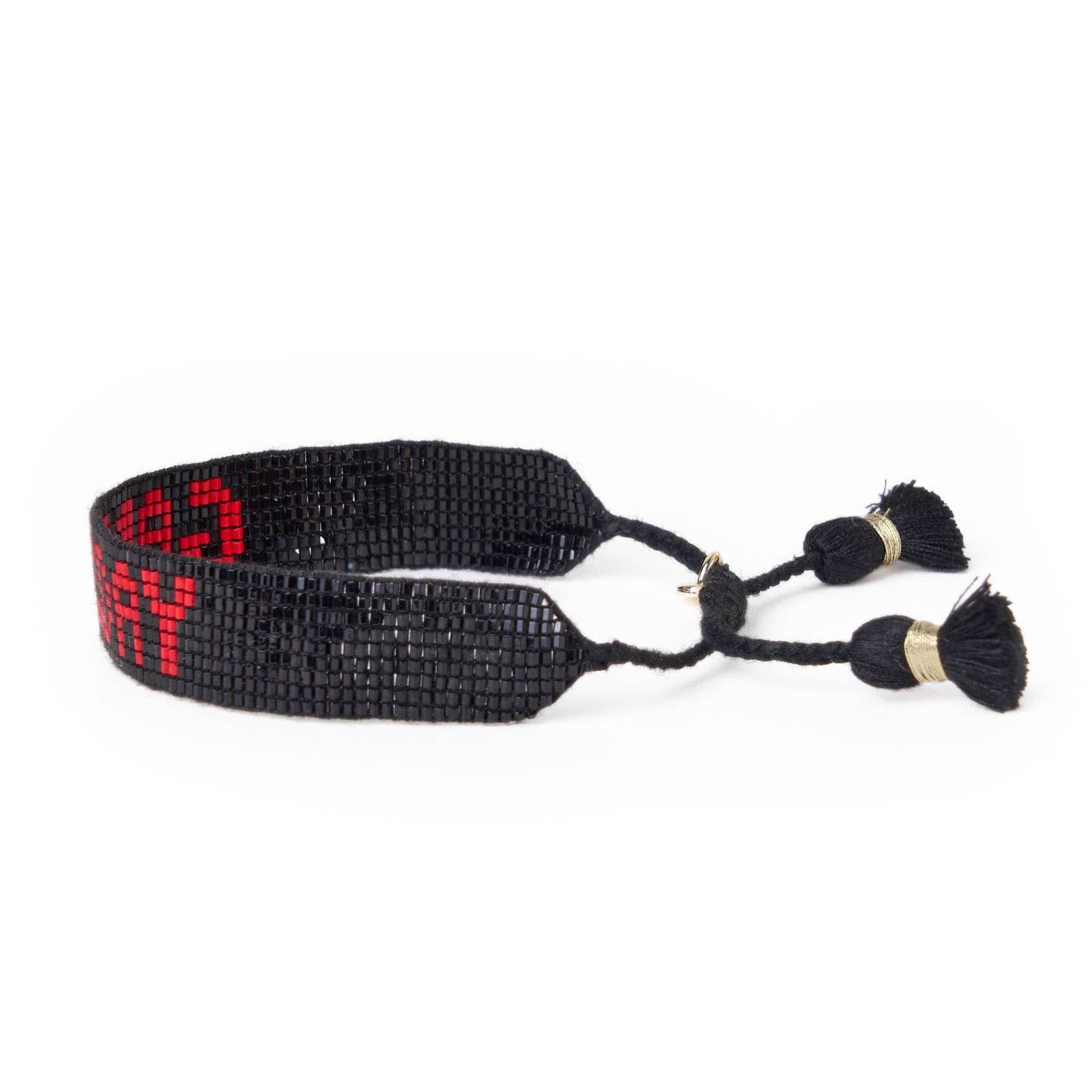 Game Day Adjustable Beaded Bracelet Black + Red Wholesale