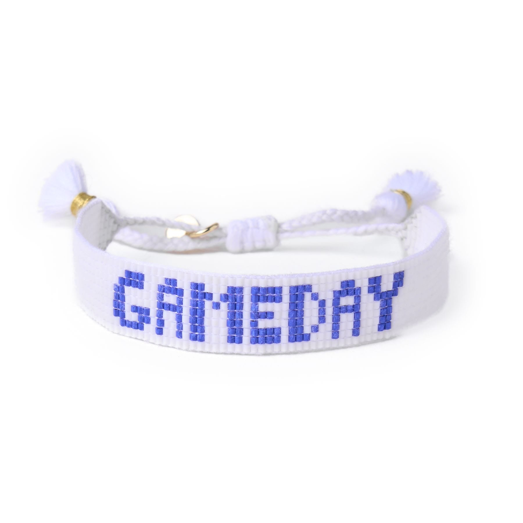 Game Day Adjustable Beaded Bracelet White + Blue Wholesale