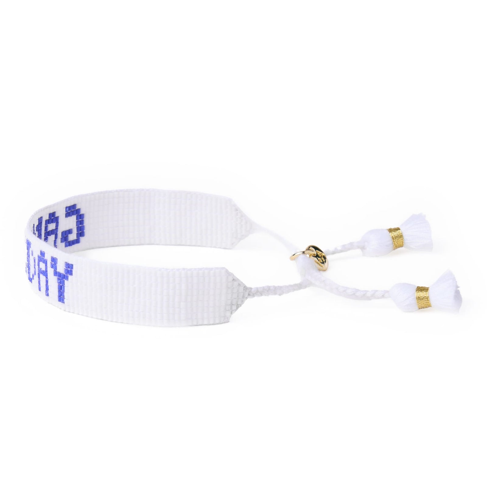 Game Day Adjustable Beaded Bracelet White + Blue Wholesale