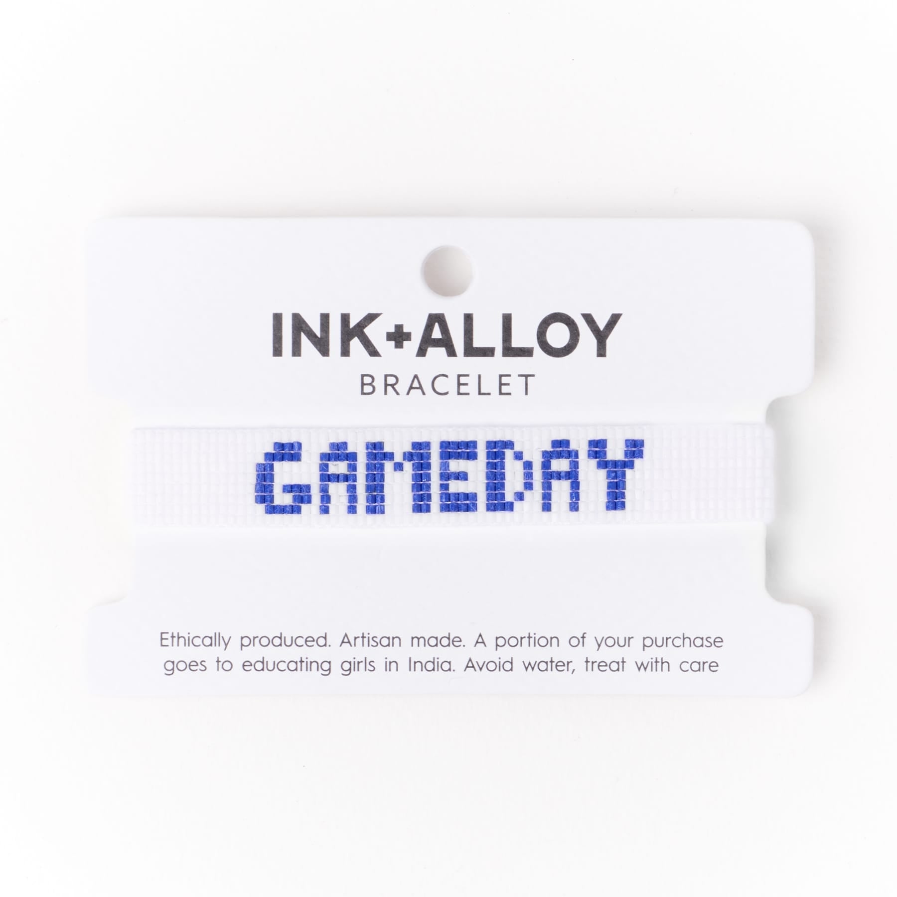 Game Day Adjustable Beaded Bracelet White + Blue Wholesale