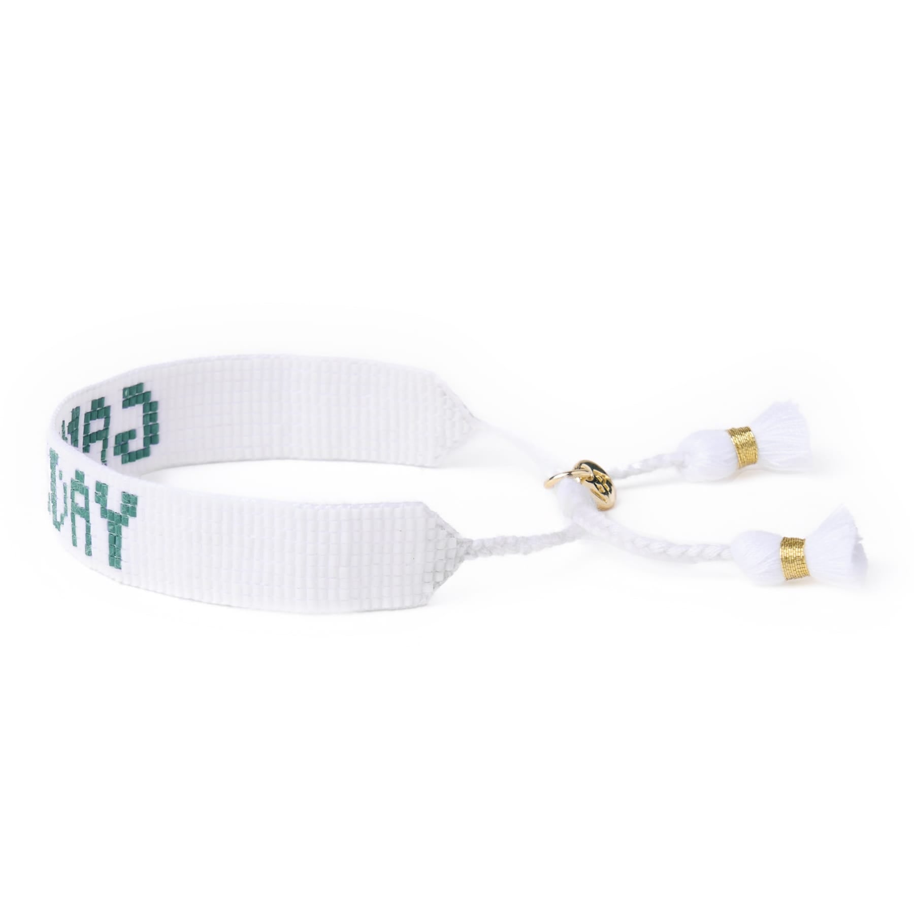 Game Day Adjustable Beaded Bracelet White + Green Wholesale