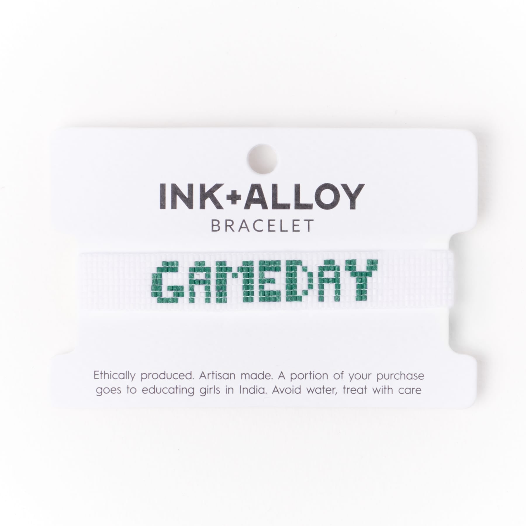 Game Day Adjustable Beaded Bracelet White + Green Wholesale