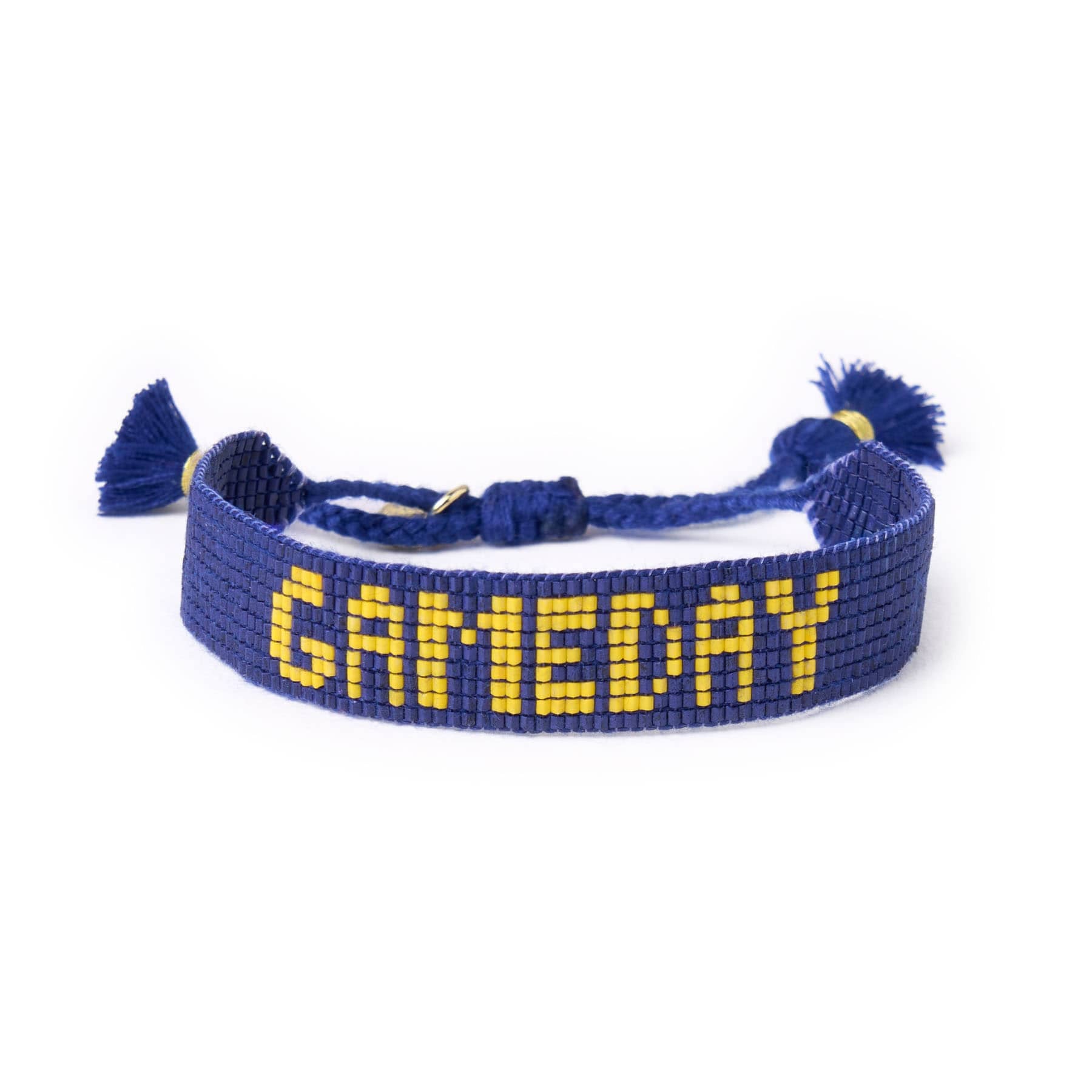 Game Day Adjustable Beaded Bracelet Navy + Yellow Wholesale