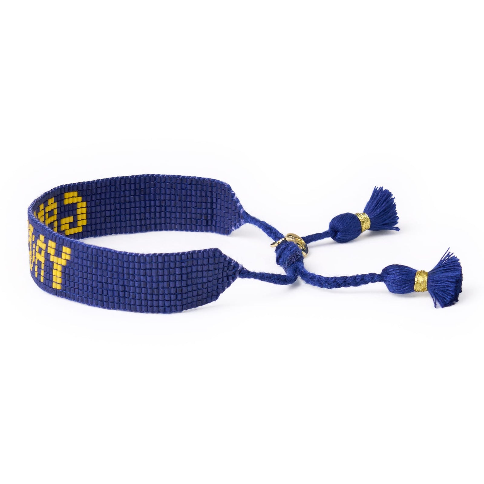 Game Day Adjustable Beaded Bracelet Navy + Yellow Wholesale