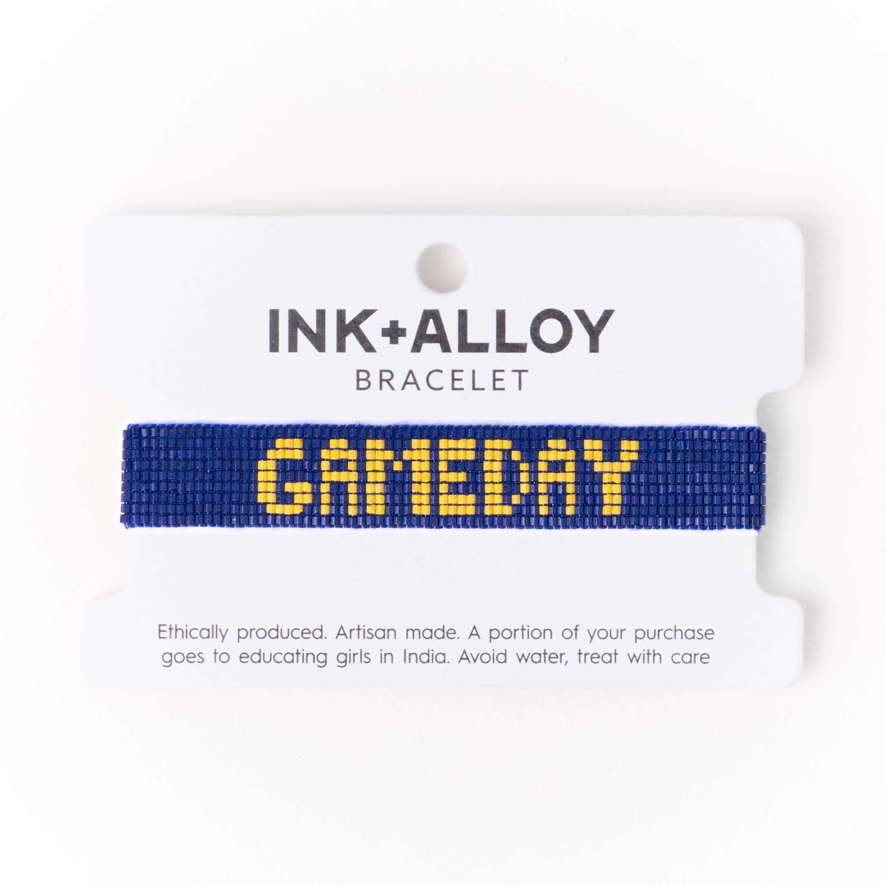 Game Day Adjustable Beaded Bracelet Navy + Yellow Wholesale