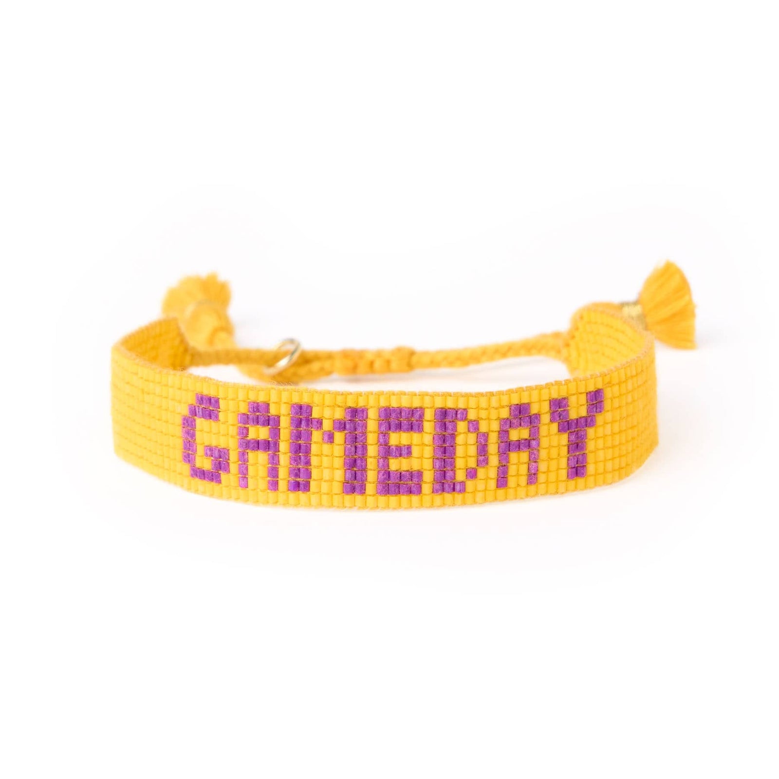 Game Day Adjustable Beaded Bracelet Yellow + Purple Wholesale