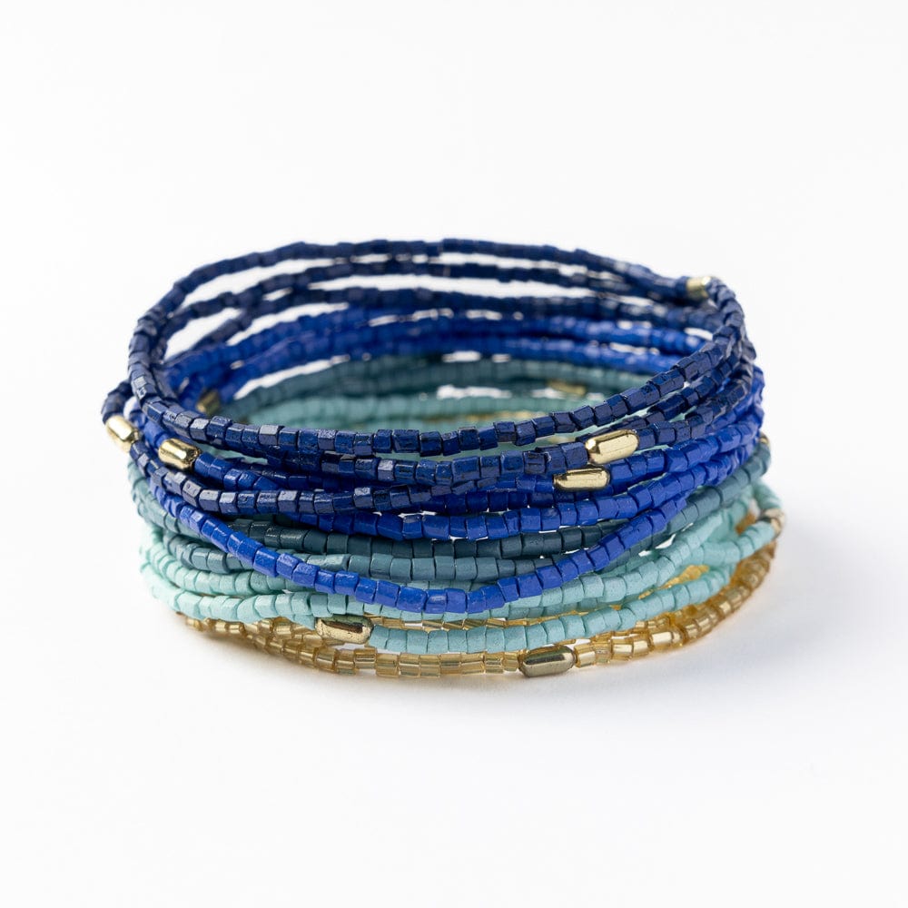 Chelsea 18 Strand Luxe Beaded Bracelet Set Blue