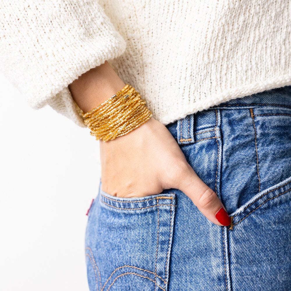 Chelsea 18 Strand Luxe Beaded Bracelet Set Gold