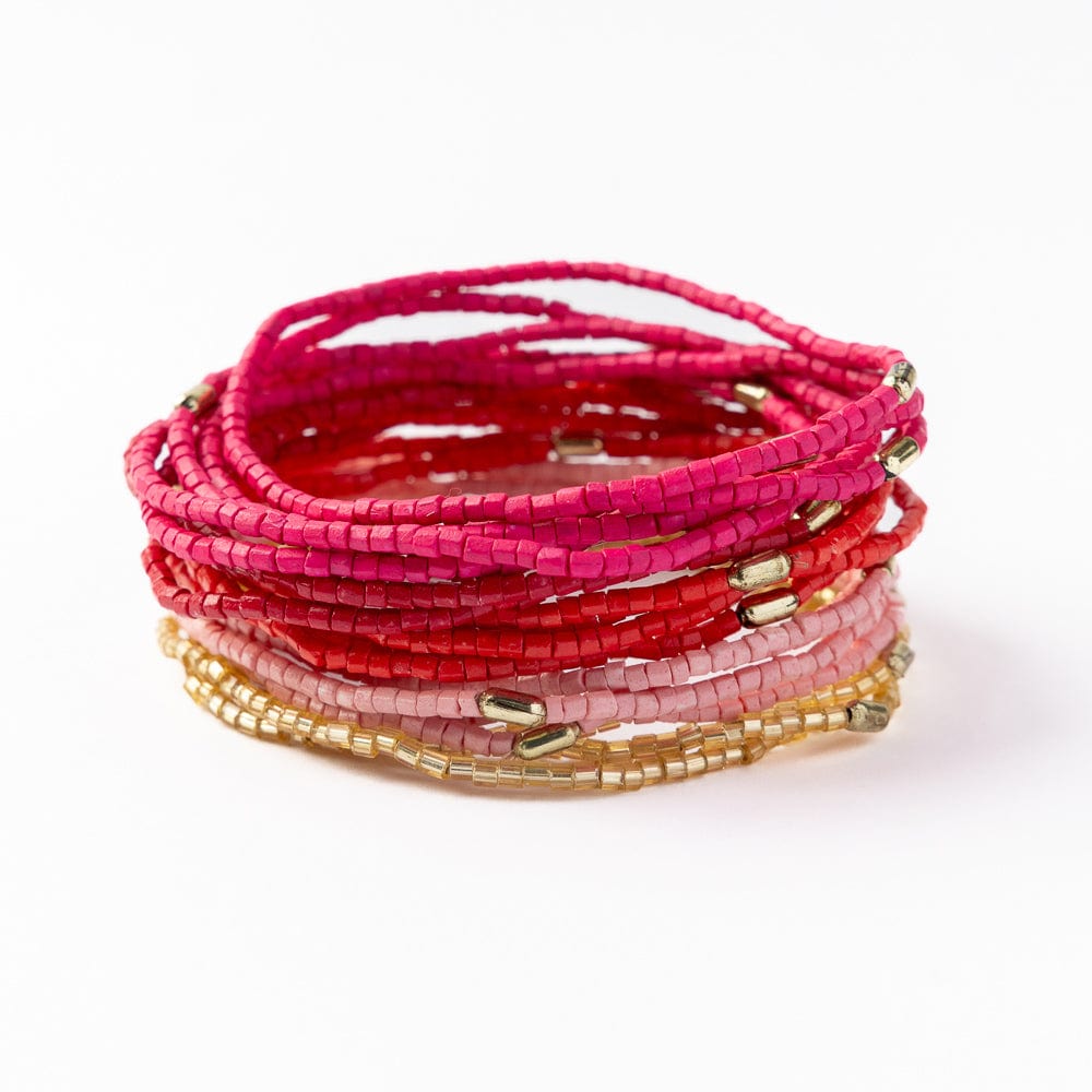 Chelsea 18 Strand Luxe Beaded Bracelet Set Pink