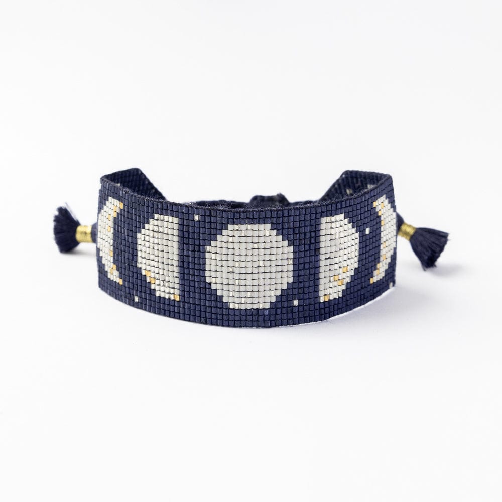 Erin Moon Phases Adustable Beaded Bracelet Navy