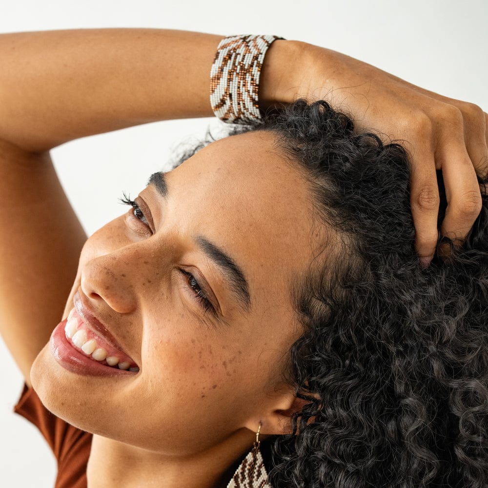 Brooklyn Zebra Print Beaded Stretch Bracelet Bronze Wholesale