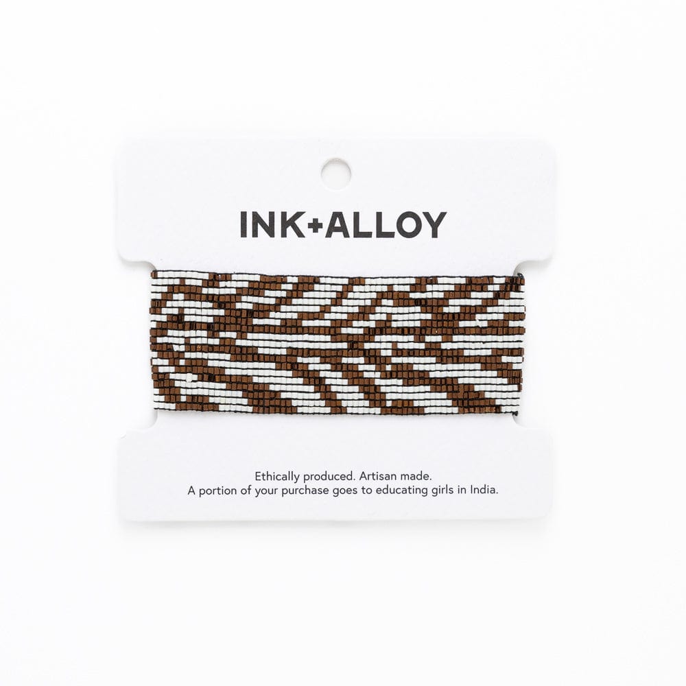 Brooklyn Zebra Print Beaded Stretch Bracelet Bronze Wholesale