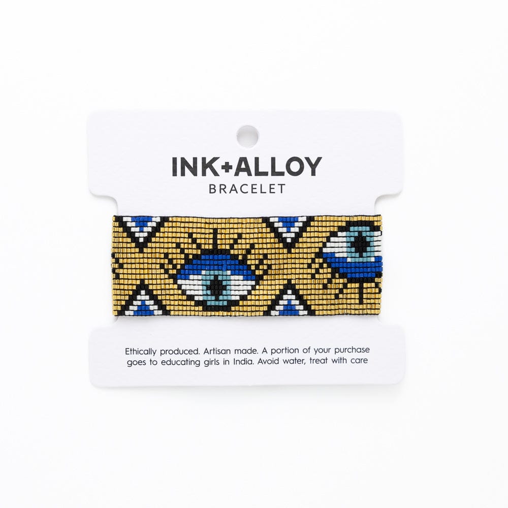 Brooklyn Evil Eye Beaded Stretch Bracelet Gold Wholesale