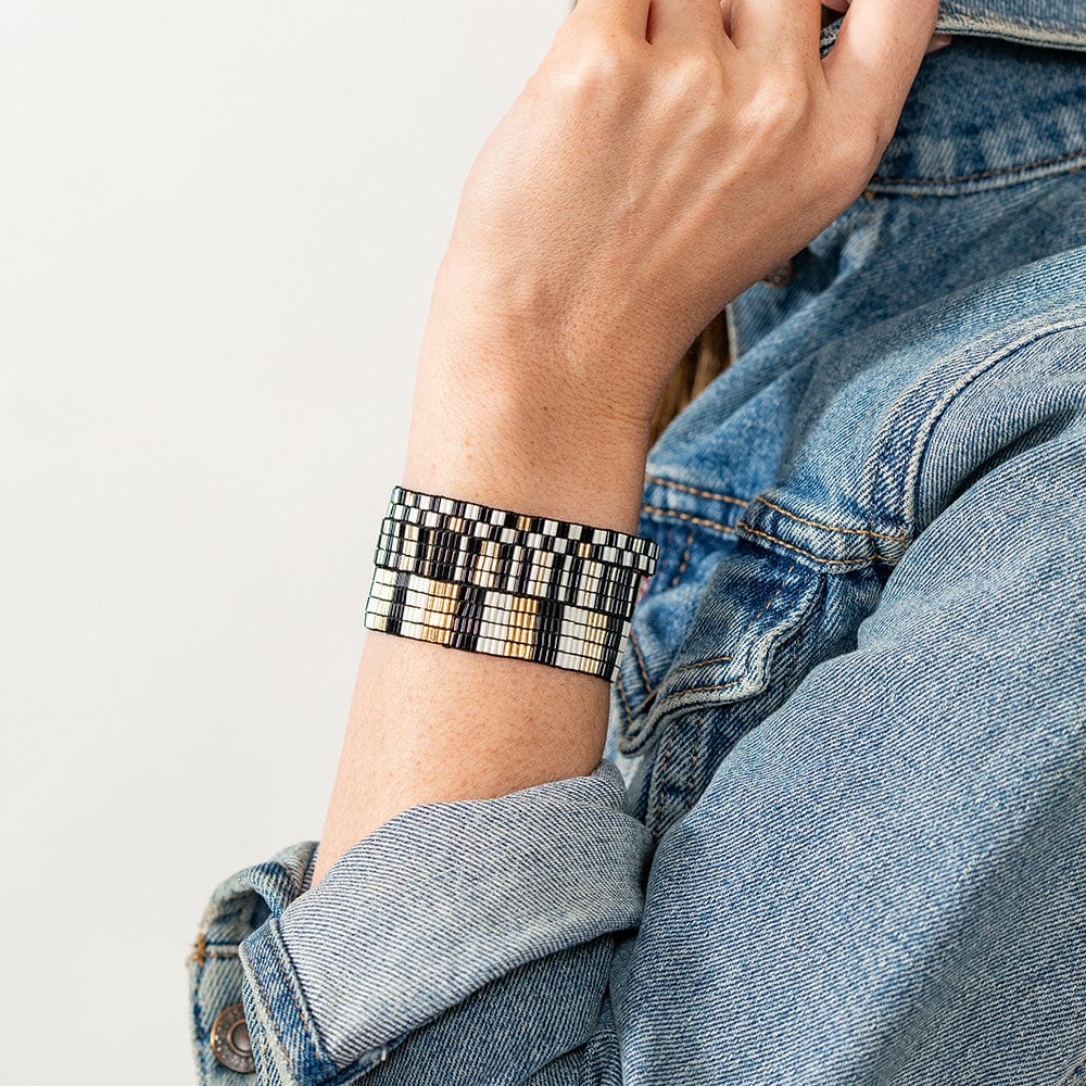 Dylan Bracelet Stretch Set Of 3 Black White