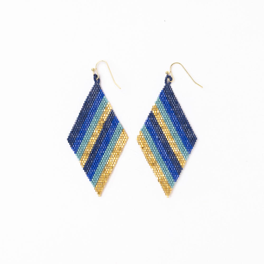 Frida Diagonal Ombre Stripes Beaded Earrings Blue Wholesale