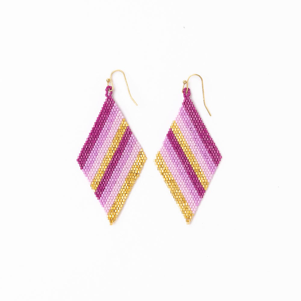 Frida Diagonal Ombre Stripes Beaded Earrings Purple Wholesale